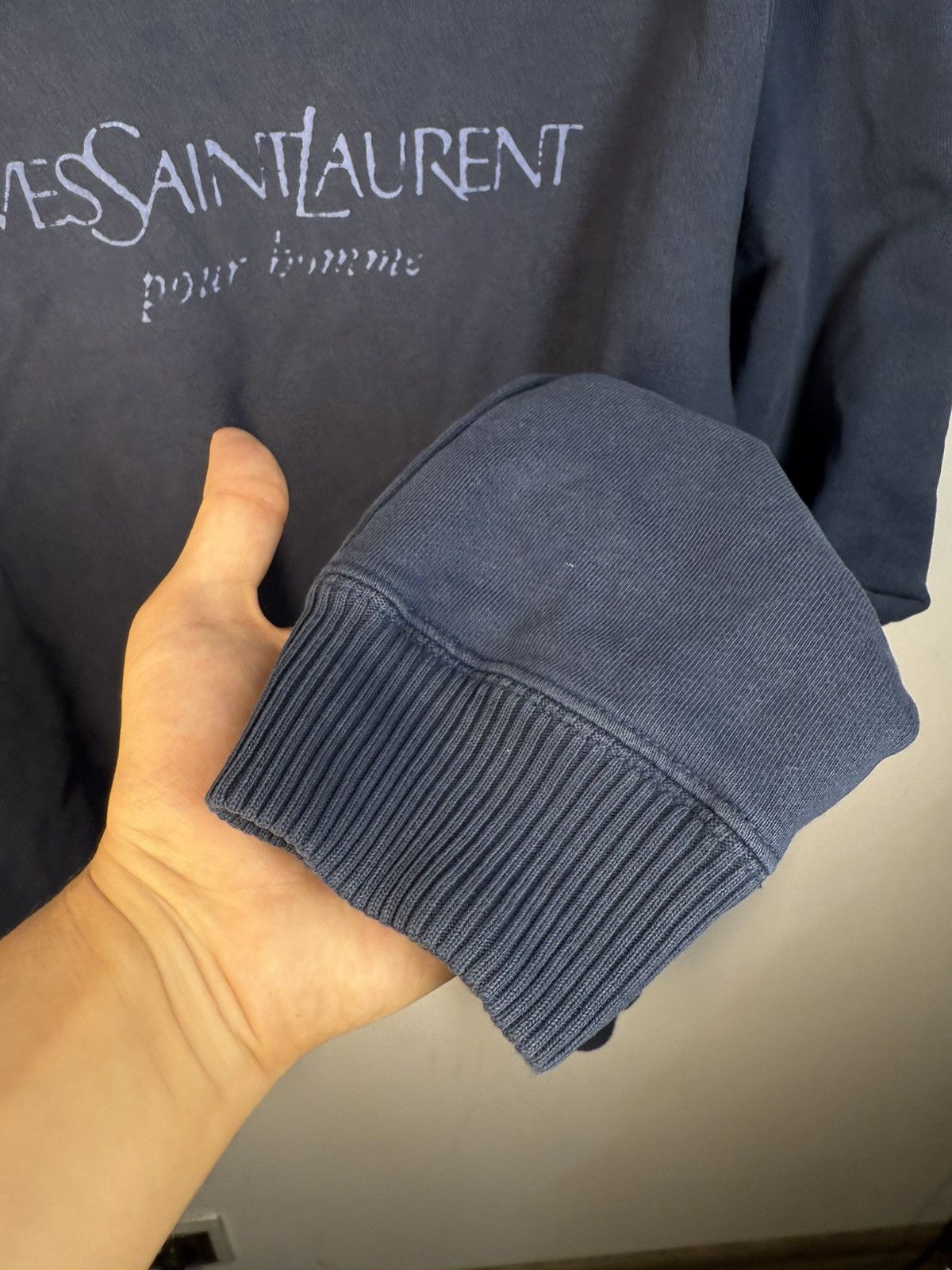 Yves Saint Laurent Big Logo YSL Sweatshirt Navy Vintage Paris Crewneck y2k Size US L / EU 52-54 / 3 - 9 Thumbnail