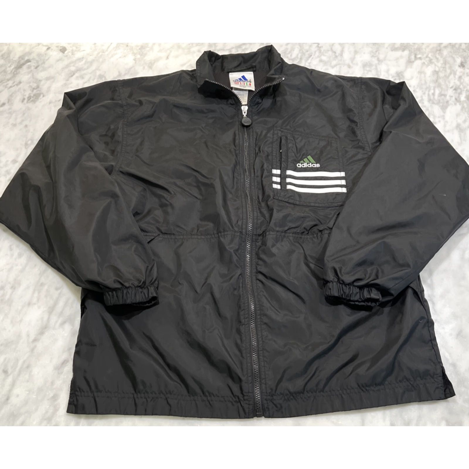 Adidas VINTAGE Adidas Windbreaker Jacket Men's Small Black 3 Stripes Lightweight Full Zip Sports Size US S / EU 44-46 / 1 - 2 Thumbnail