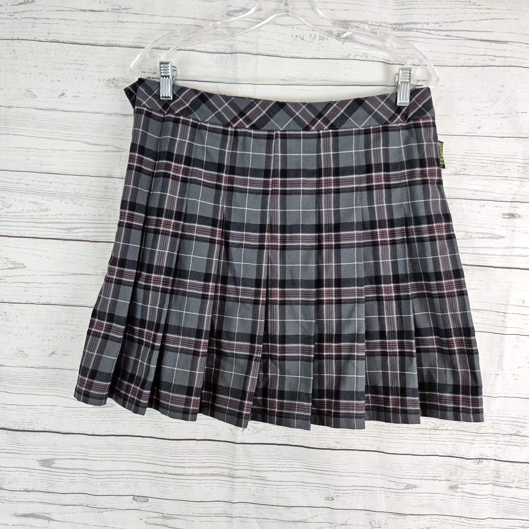 Vintage Beetlejuice Womens Pleated Skort Sz Medium Gray Red Plaid Side Zip Skort M Plaid Womens Beetlejuice Size 32" / US 10 / IT 46 - 4 Thumbnail