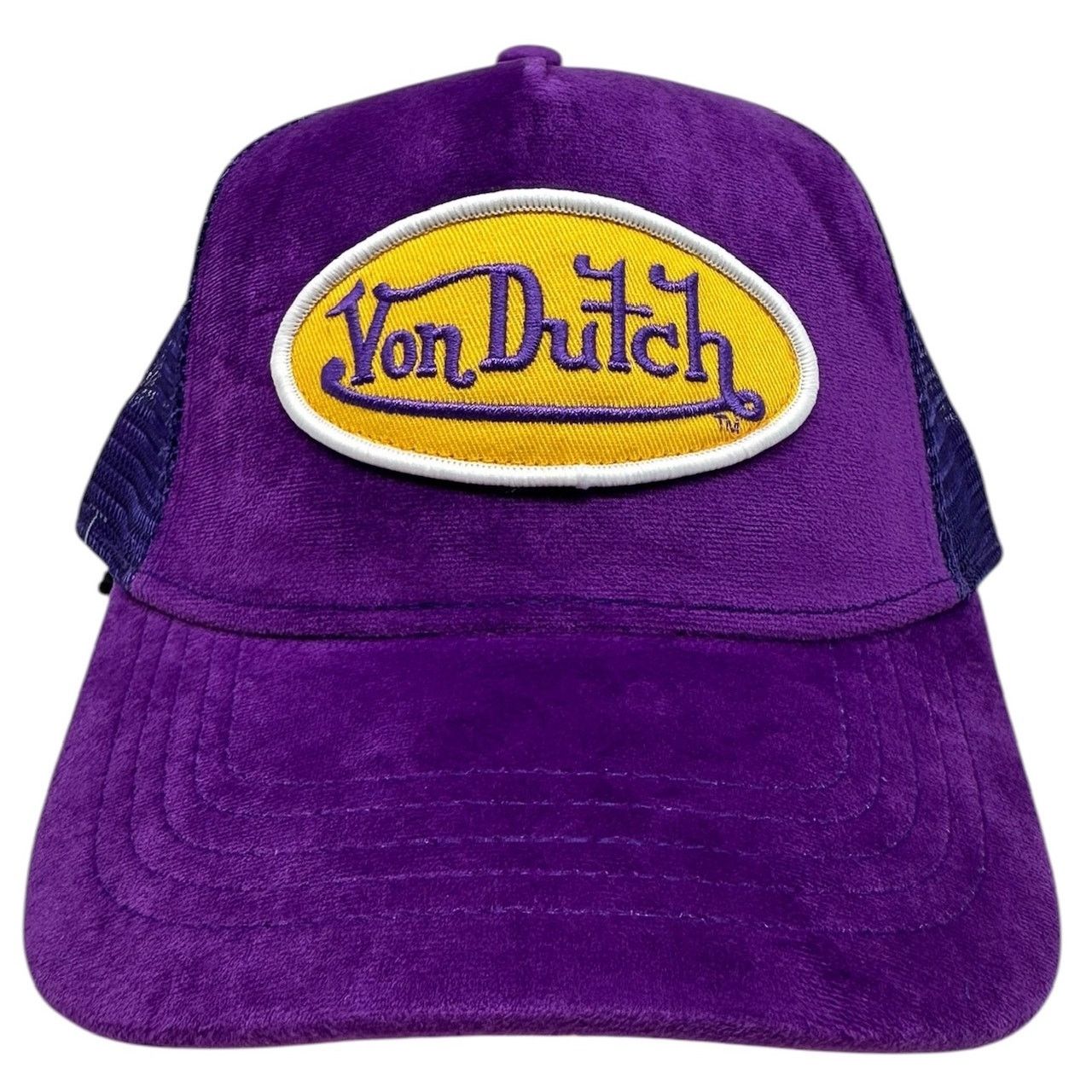 Von Dutch Von Dutch Trucker Hat Purple & Yellow Velvet Snapback Cap Size ONE SIZE - 2 Thumbnail
