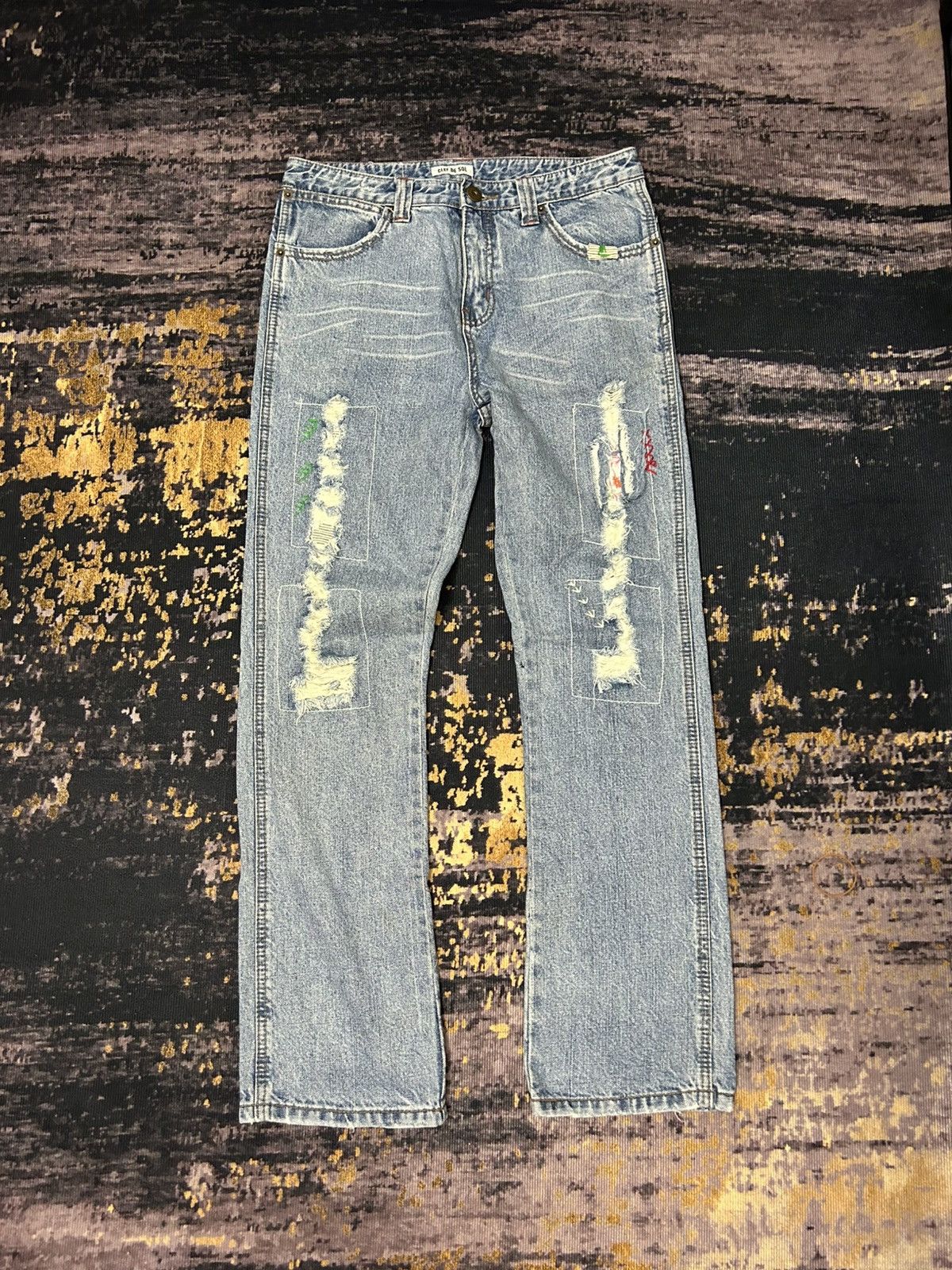 Japanese Brand Vintage Clef De Sol Ripped Jeans Size US 31 - 1 Thumbnail