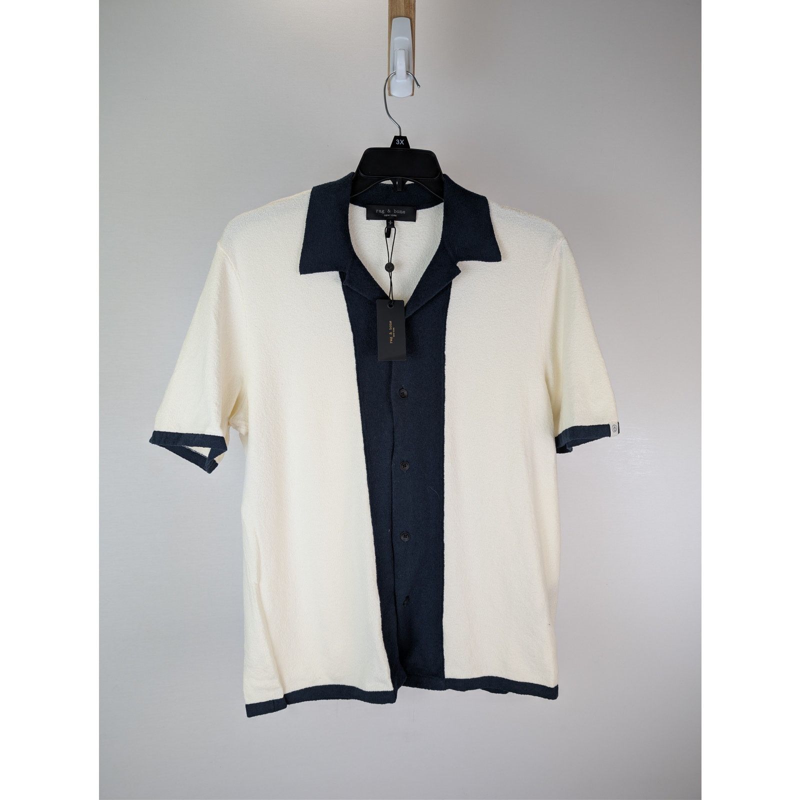 Rag & Bone o1rshd1 CC20 Avery Shirt in Zuma Toweling in Ivory Size US S / EU 44-46 / 1 - 1 Thumbnail