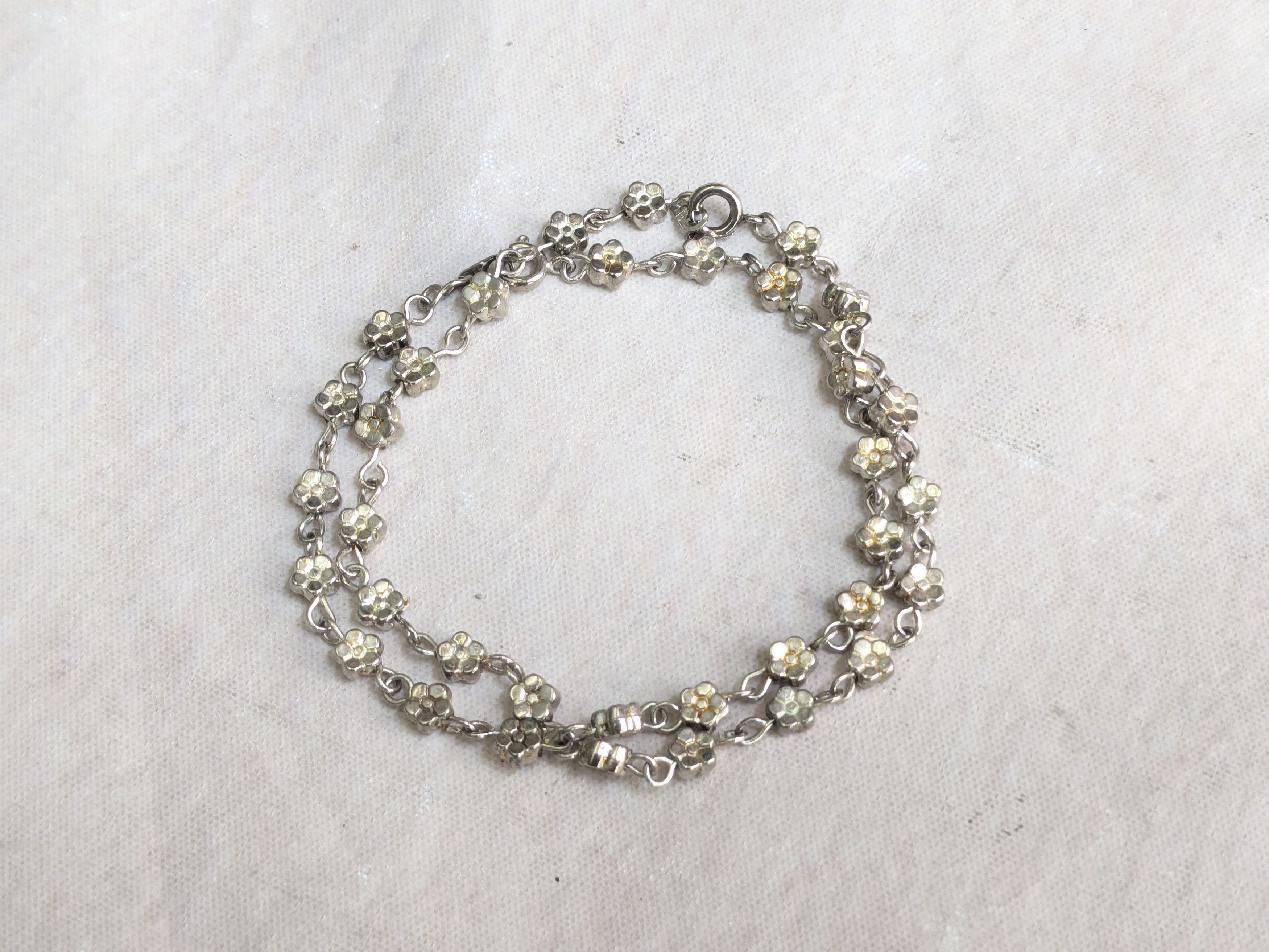 Jewelry x Vintage Silver Necklace Flowers Floral 15" Y2K Cute, Women's