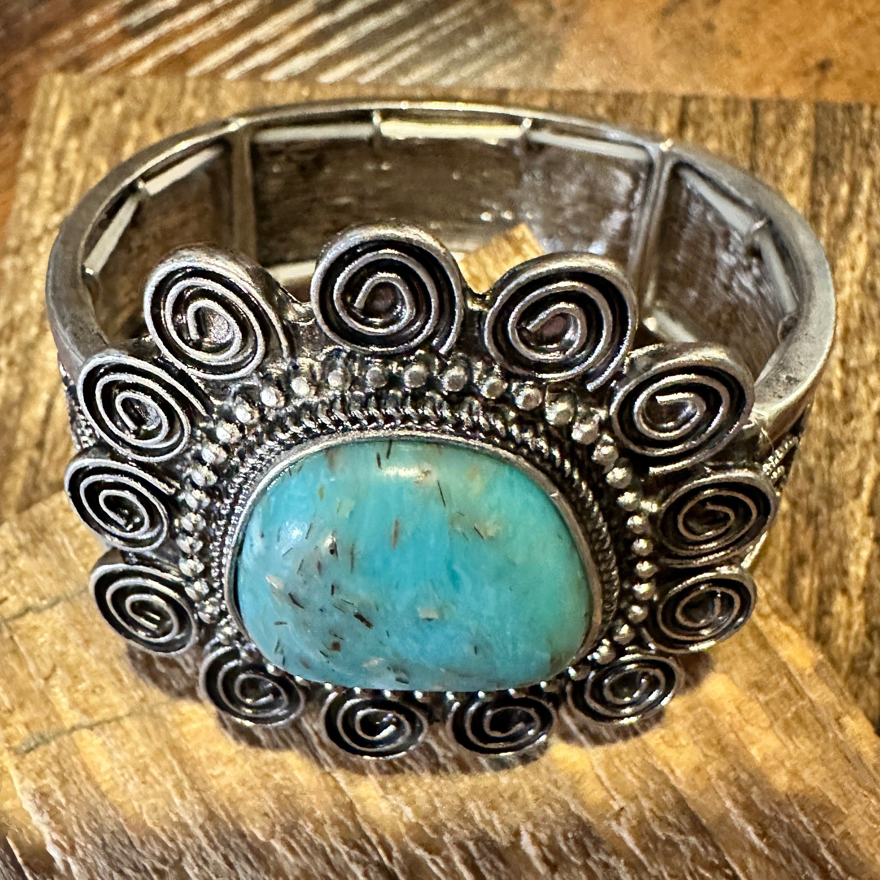 Other Boho Vintage Southwestern Cowgirl Scroll Cuff Bracelet, Turq Size ONE SIZE - 6 Thumbnail