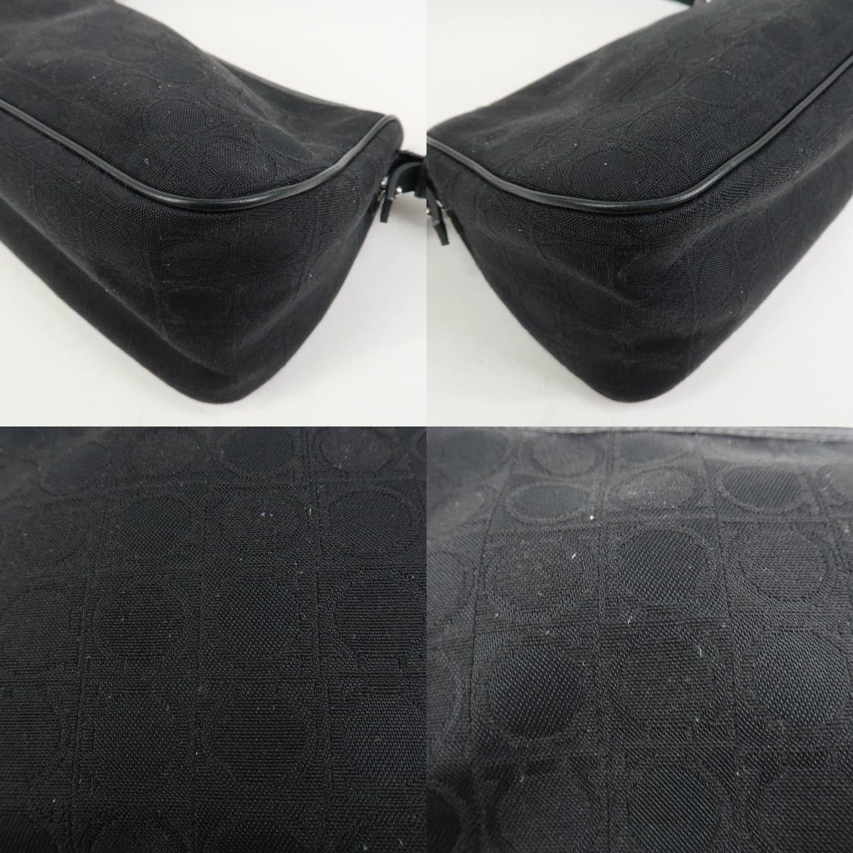 Salvatore Ferragamo Ferragamo Gancini Canvas Shoulder Bag Black Size ONE SIZE - 5 Thumbnail