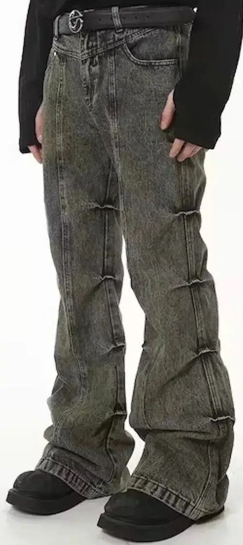 Japanese Brand × Jean Grunge Stack Washed Gray Denim Jeans Size US 32 / EU 48 - 4 Thumbnail