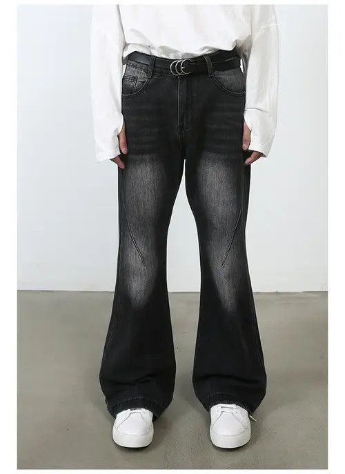 Black Faded Flared Denim Jeans