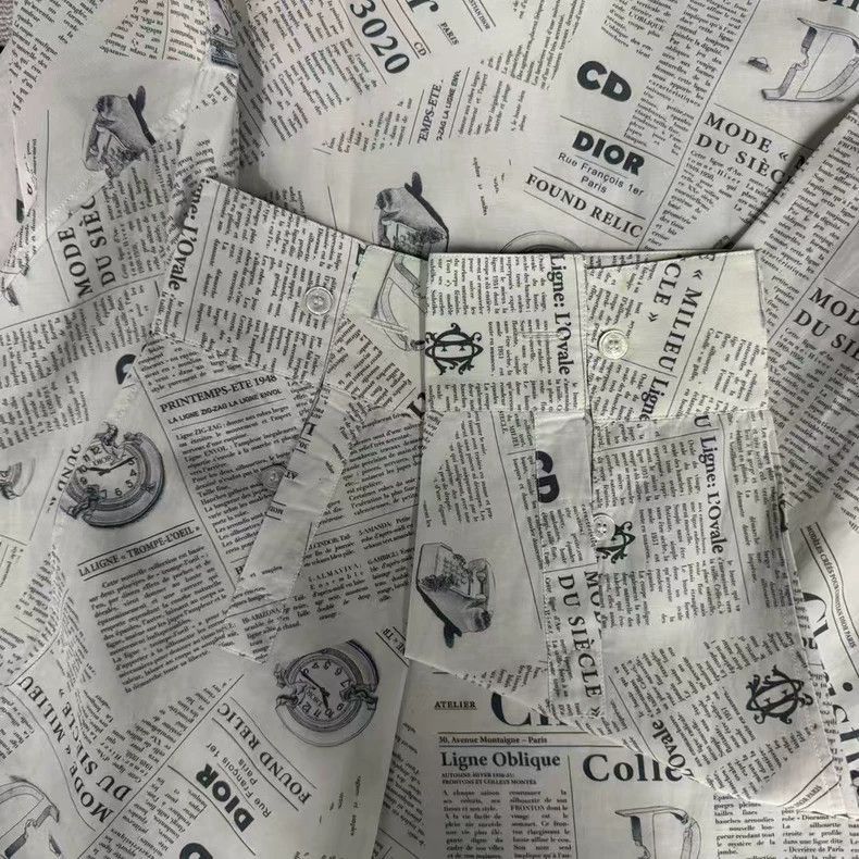 Dior Dior Newspaper Print Long Sleeve Shirt-2506 Size US L / EU 52-54 / 3 - 3 Thumbnail