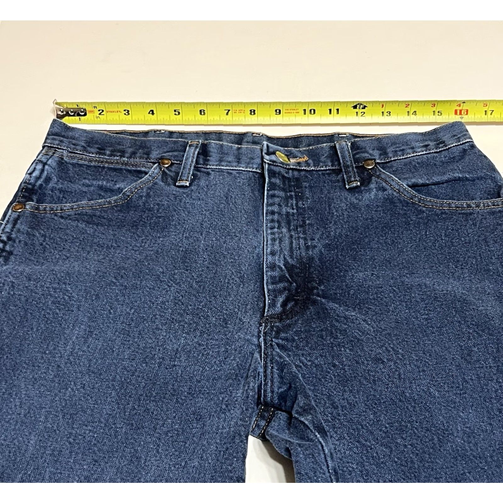 Wrangler VINTAGE Wrangler Silver Edition Jeans Cowboy Western Rodeo Denim 32x29 34x30 Solid Dark Blue Cotton Zip Button Logo Mens Regular Size US 32 / EU 48 - 3 Thumbnail