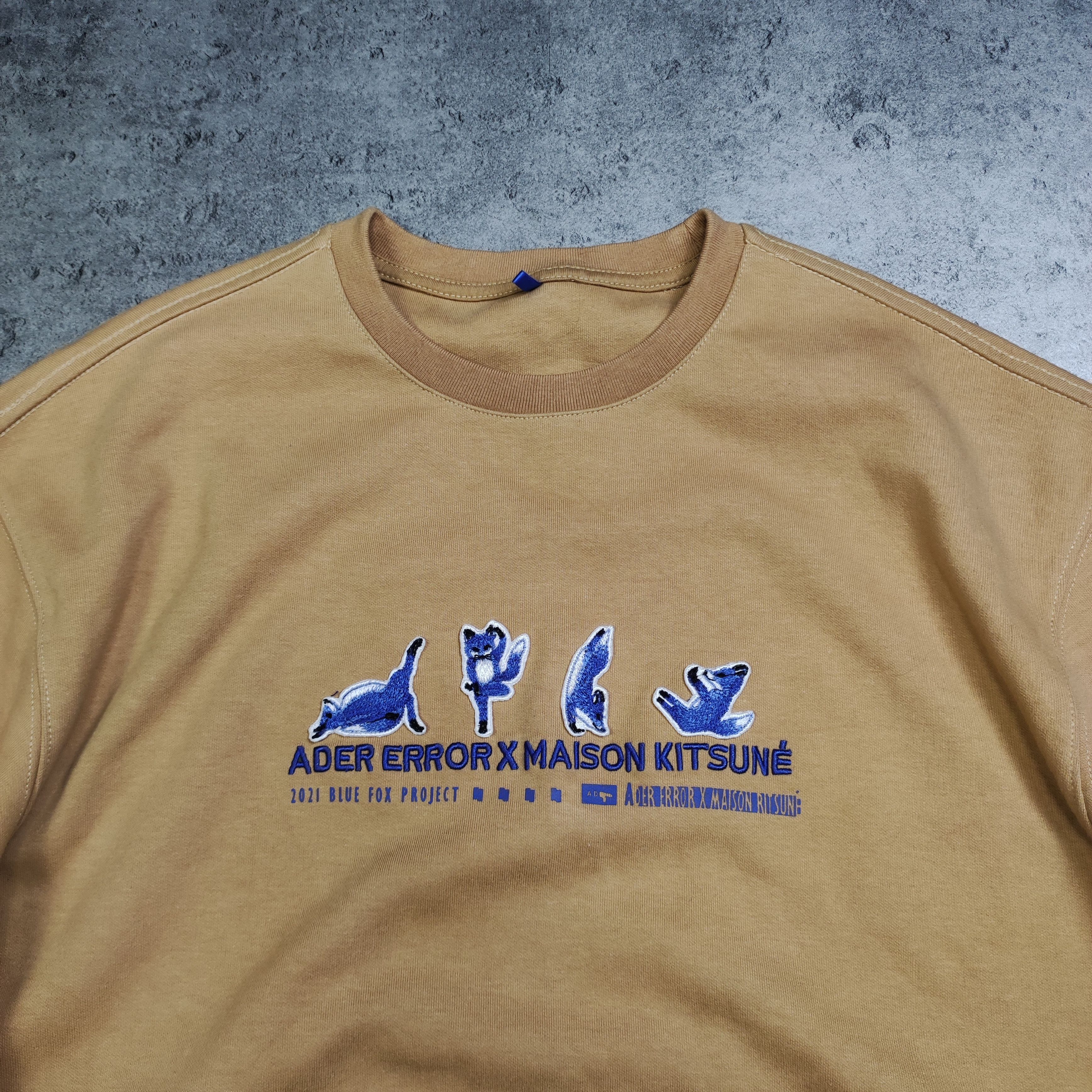 Ader Error × Maison Kitsune Maison Kitsune x Ader Error Blue Yoga Fox Beiger Heavy Tee Size US M / EU 48-50 / 2 - 4 Thumbnail