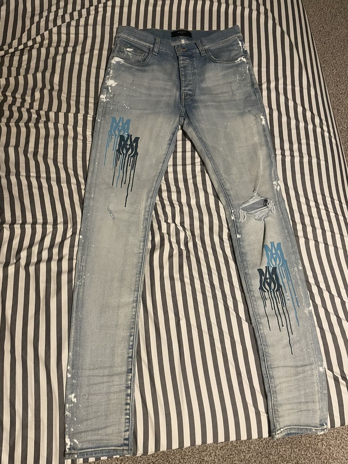 Amiri Amiri paint drip denim blue Size US 30 / EU 46 - 1 Thumbnail