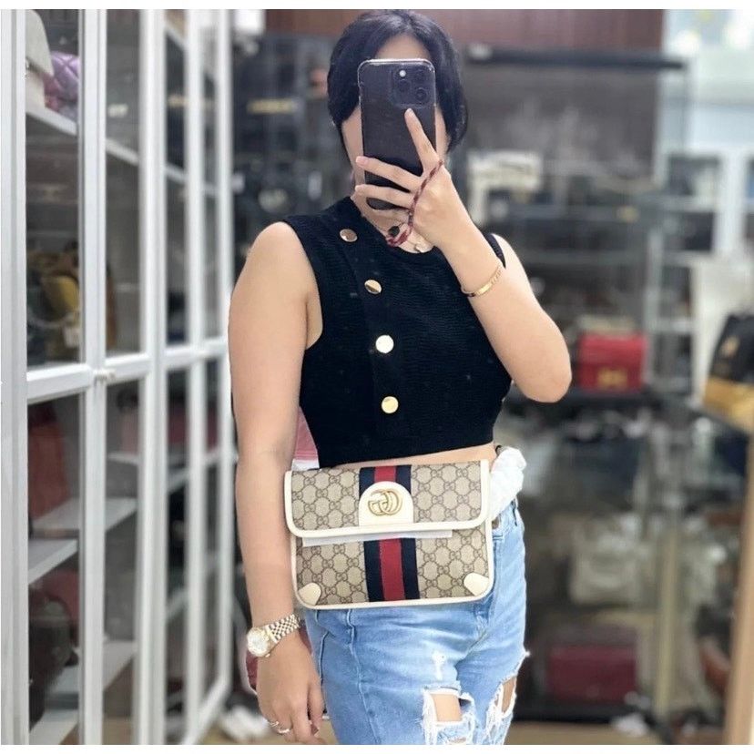 Gucci Gucci brown/white GG canvas webOphedia Belt bag 80cm/32" Size ONE SIZE - 15 Thumbnail
