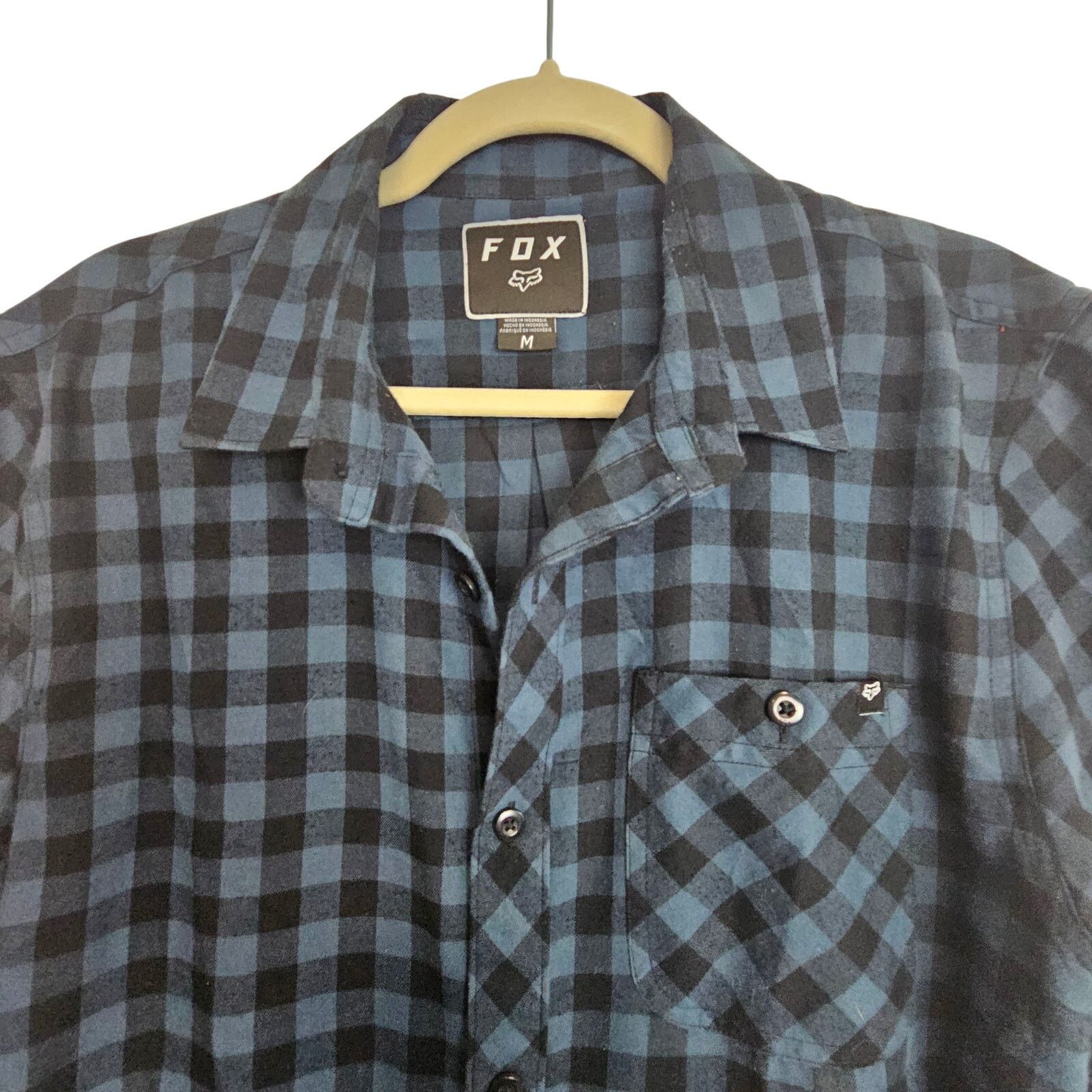 Fox Racing Fox Shirt Blue Black Checker Short Sleeve Shirt Button Men M Size US M / EU 48-50 / 2 - 2 Thumbnail