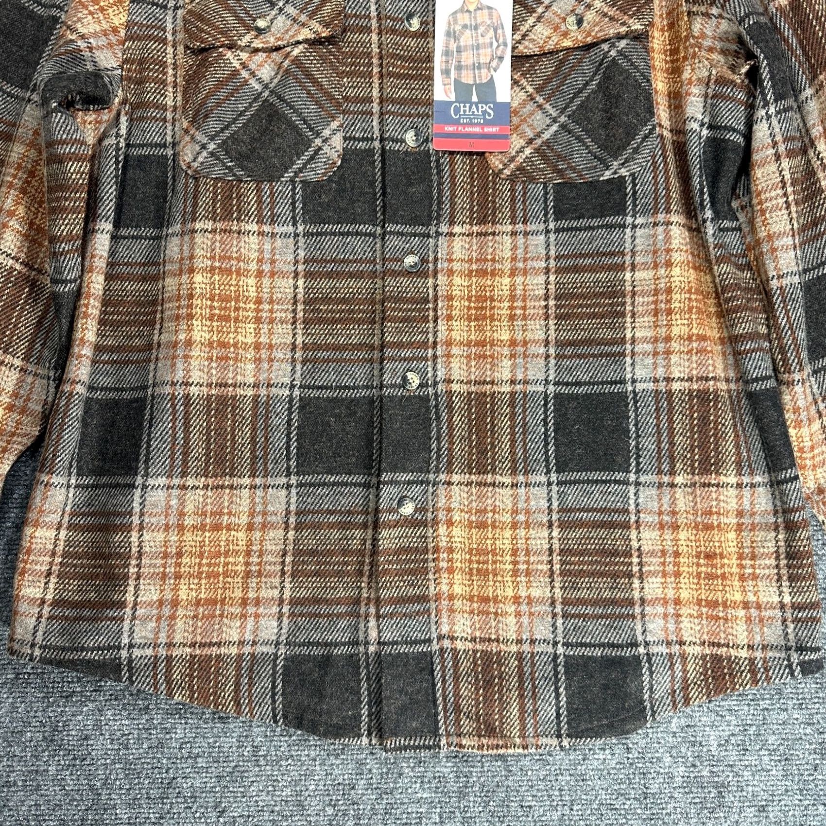 Chaps Chaps Shirt Mens M Button-Up Plaid Brown Flannel Pockets Regular Fit NEW Size US M / EU 48-50 / 2 - 2 Thumbnail