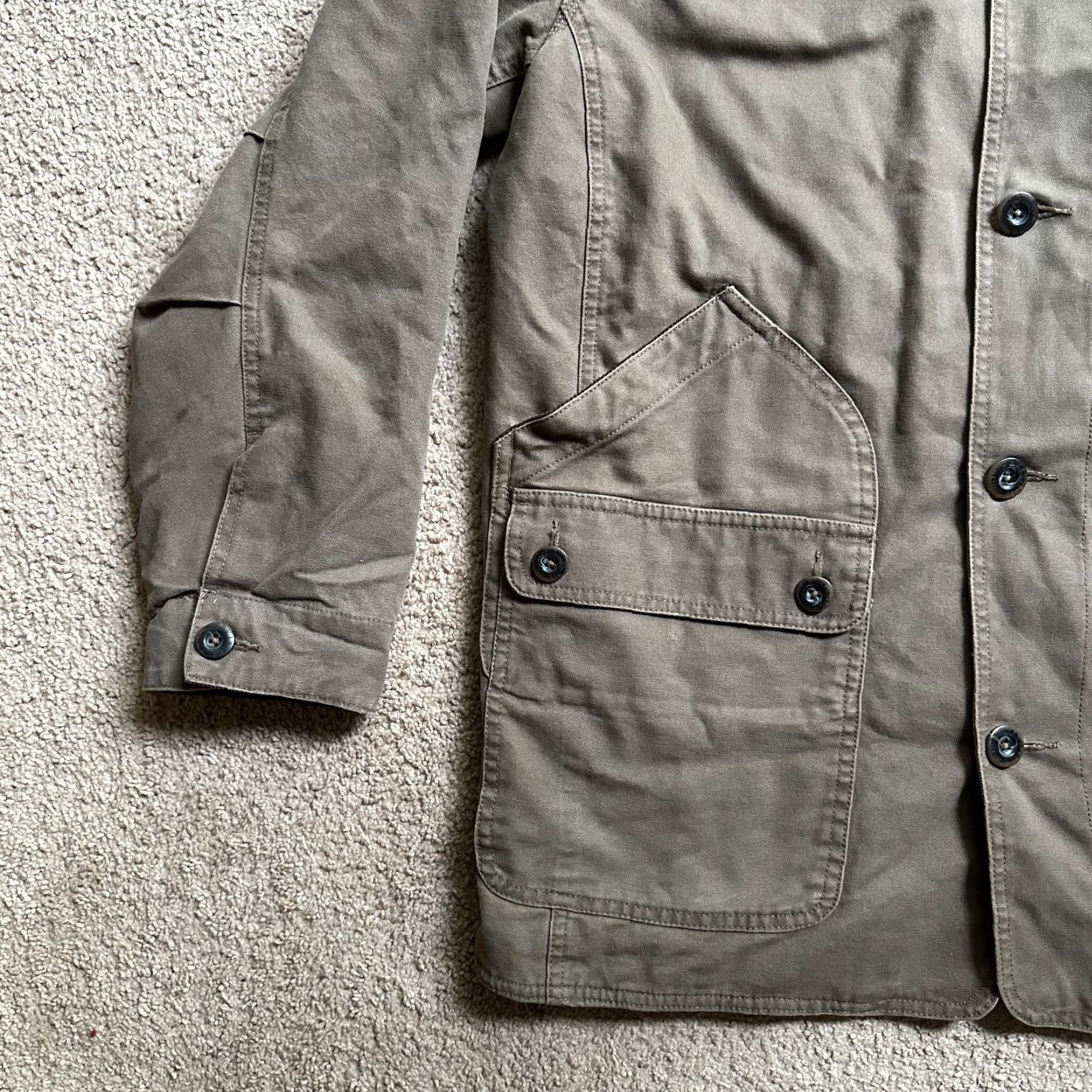 Orvis Jacket Mens L Chore Barn Coat Button Close Corduroy Collar Patch Brown