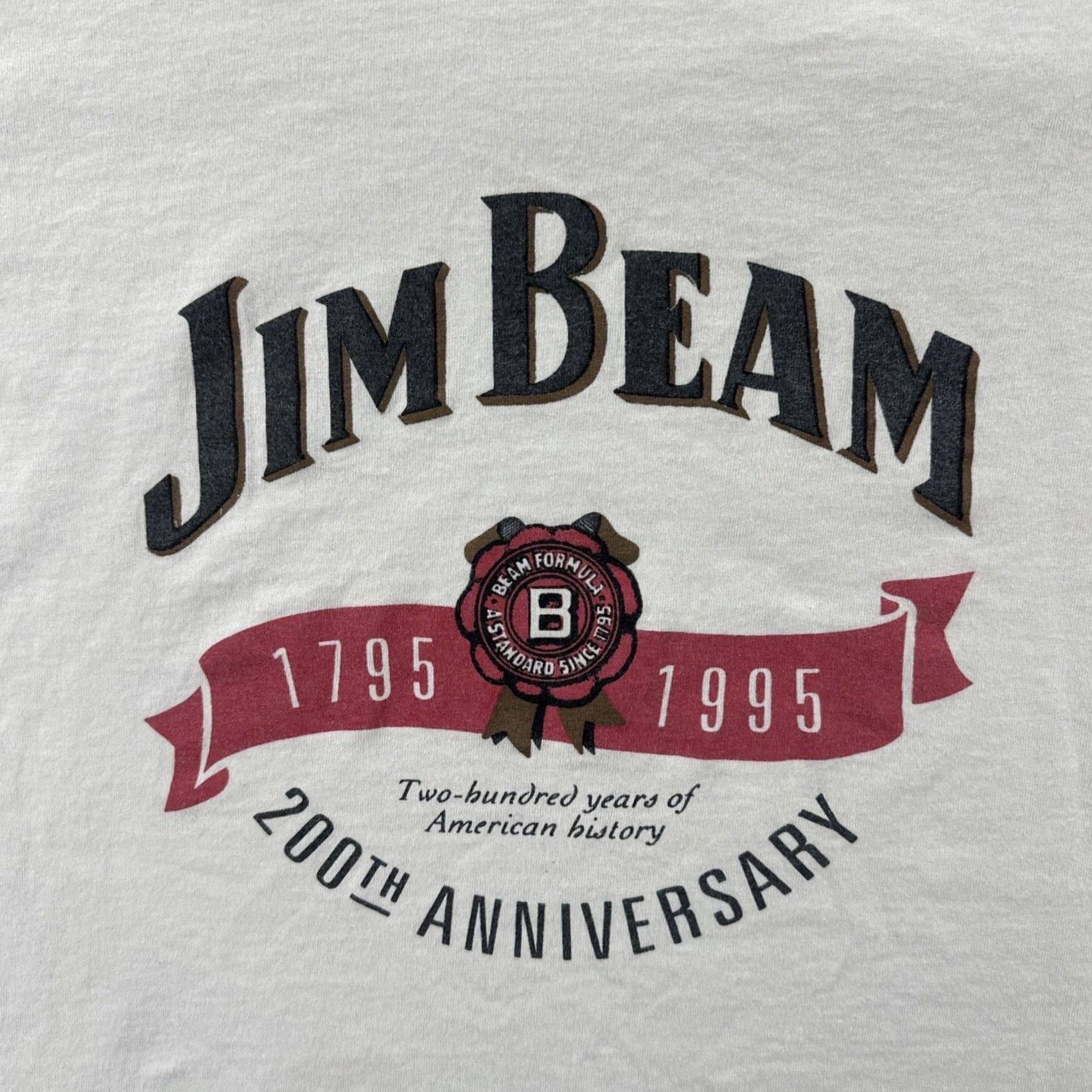 Vintage VINTAGE Murina Mens XL White T-Shirt USA 1995 200th Anniversary Jim Beam Graphic Print Crew Neck Short Sleeve Cotton Size US XL / EU 56 / 4 - 6 Thumbnail