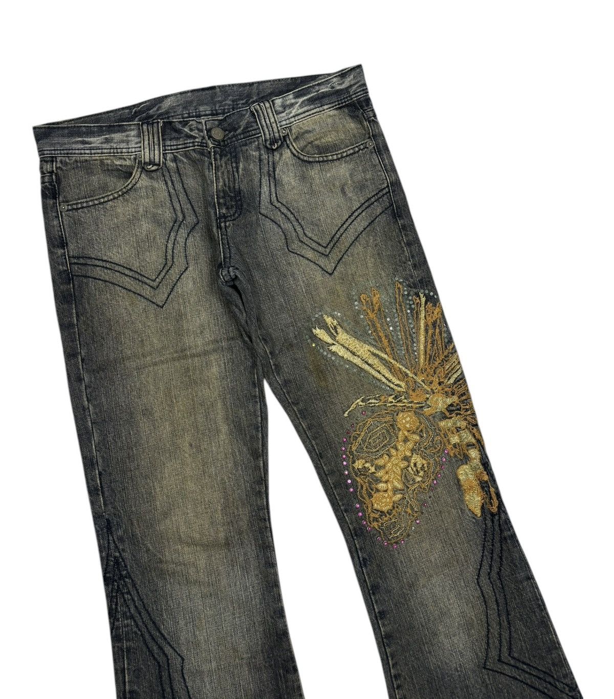 If Six Was Nine 🔥TORNADO MART DRAGONFLY EMBROIDERY FLARED JEANS Size US 32 / EU 48 - 5 Thumbnail