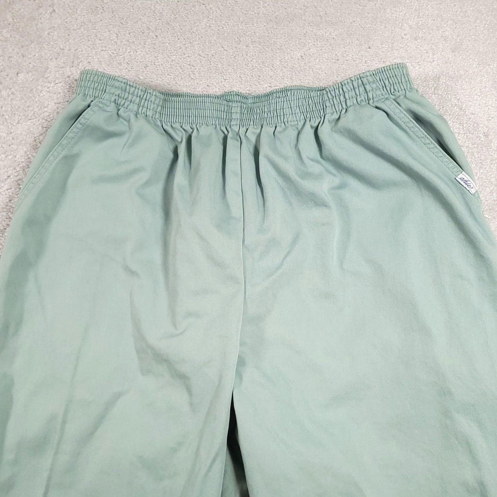 Vintage Chico's Pants Womens 20W Green Pull On Elastic Waist Cropped Relaxed Fit Casual Size 42" / US 20 - 3 Thumbnail