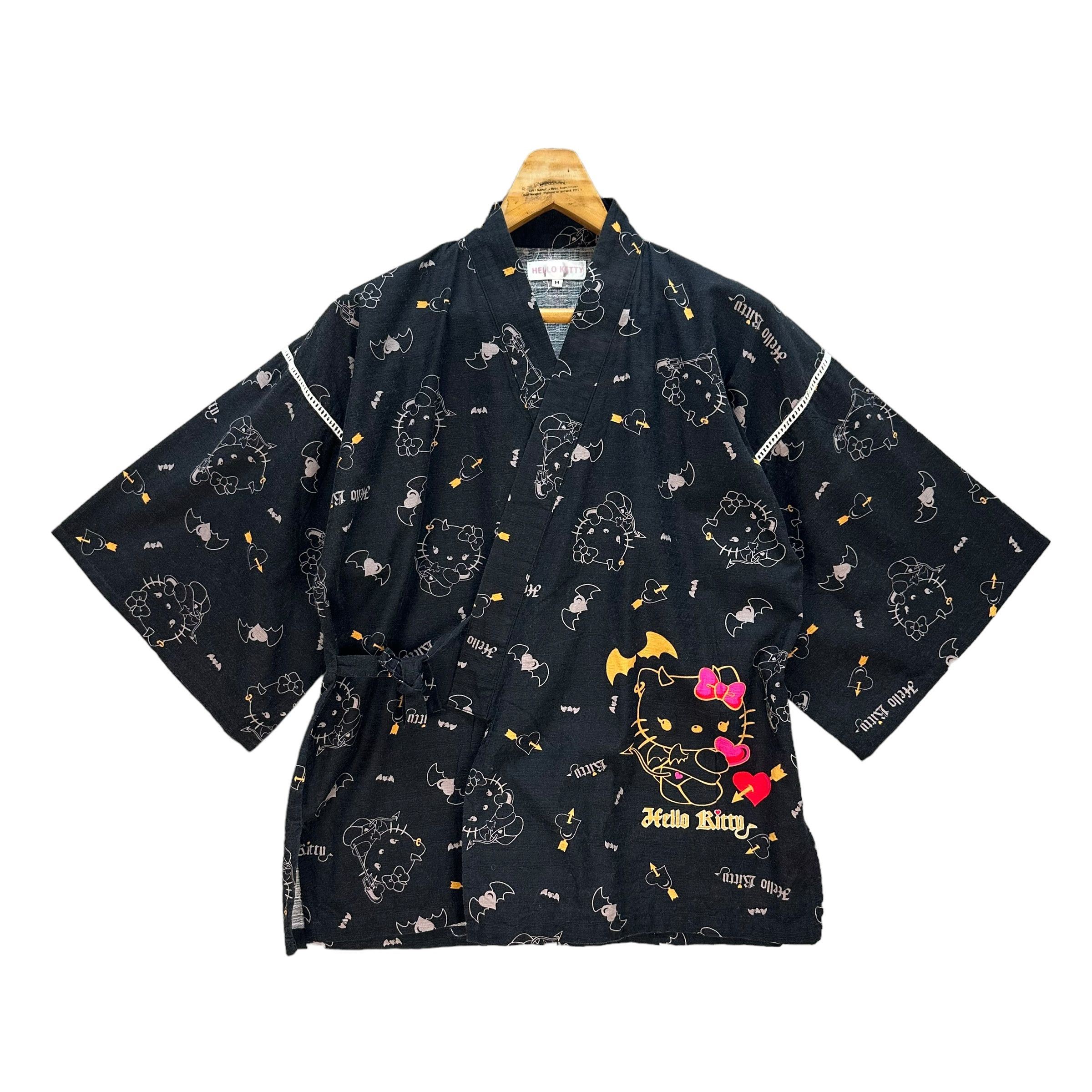 Japanese Brand HELLO KITTY BIG LOGO FULLPRINT BLACK KIMONO #8807-028 Size US M / EU 48-50 / 2 - 3 Thumbnail