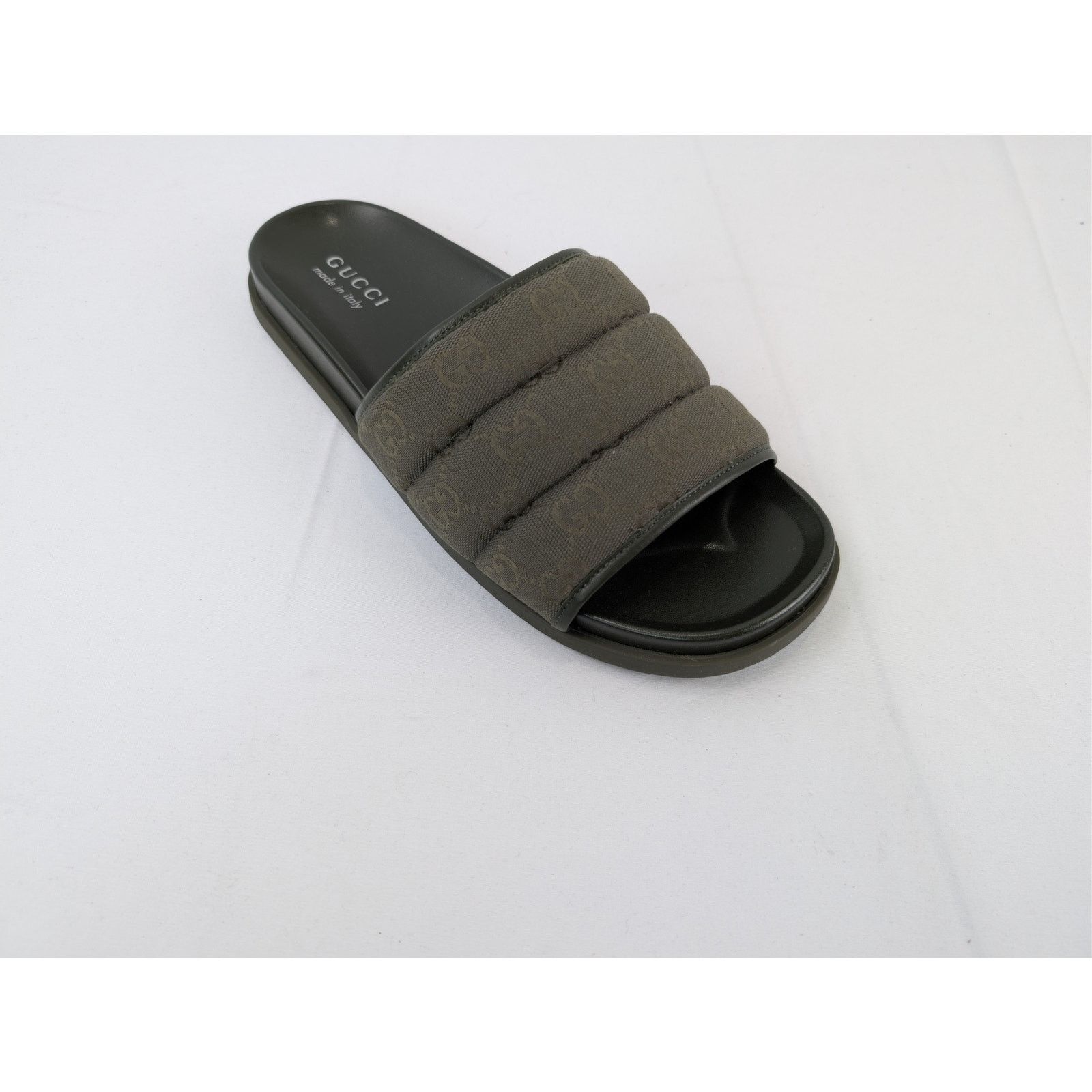 Gucci o1rshd1 Men's Padded mules with GG pattern Slippers in Olive Size US 9.5 / EU 42-43 - 3 Thumbnail