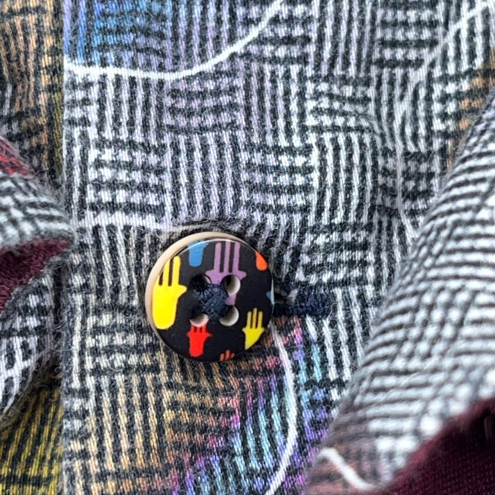 Vintage Visconti Black Shirt Men Medium Gray Purple Button Up Spotted Geometric Disco Size US M / EU 48-50 / 2 - 6 Thumbnail