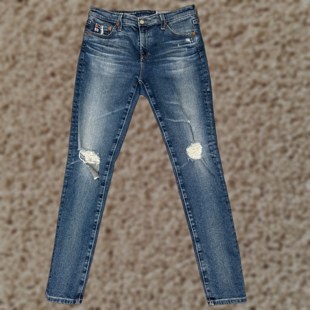 Vintage AG Adriano Goldschmied Jeans Women 28 Blue Legging Super Skinny Distressed Denim Skinny Jeans Women 28 Blue Size 28" / US 6 / IT 42 - 1 Thumbnail