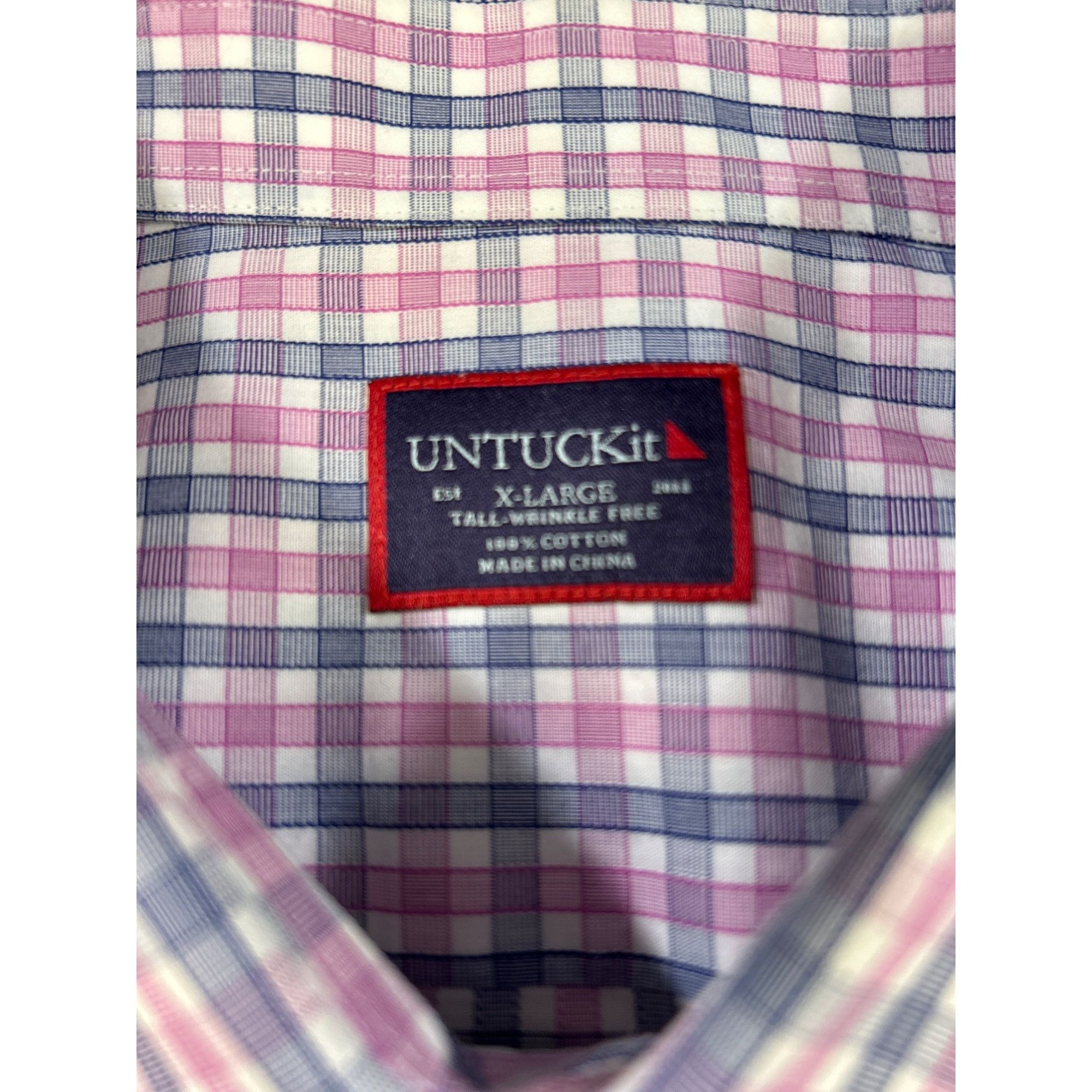 UNTUCKit UNtuckit Mens XL Pink & Blue Checkered Long Sleeve Shirt SKU Size US XL / EU 56 / 4 - 3 Thumbnail