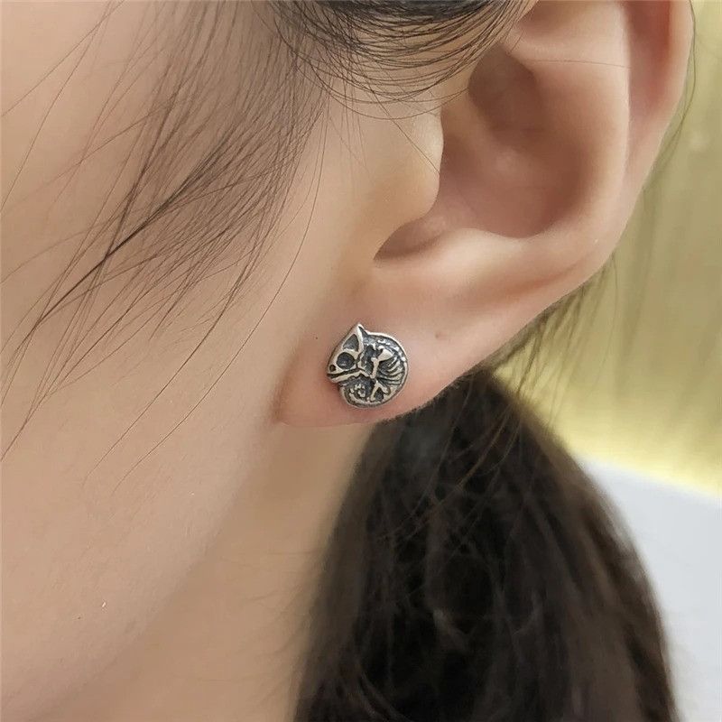 Jewelry Chameleon Skeleton Stud Earrings 925 Sterling Silver Gift Size ONE SIZE - 6 Thumbnail