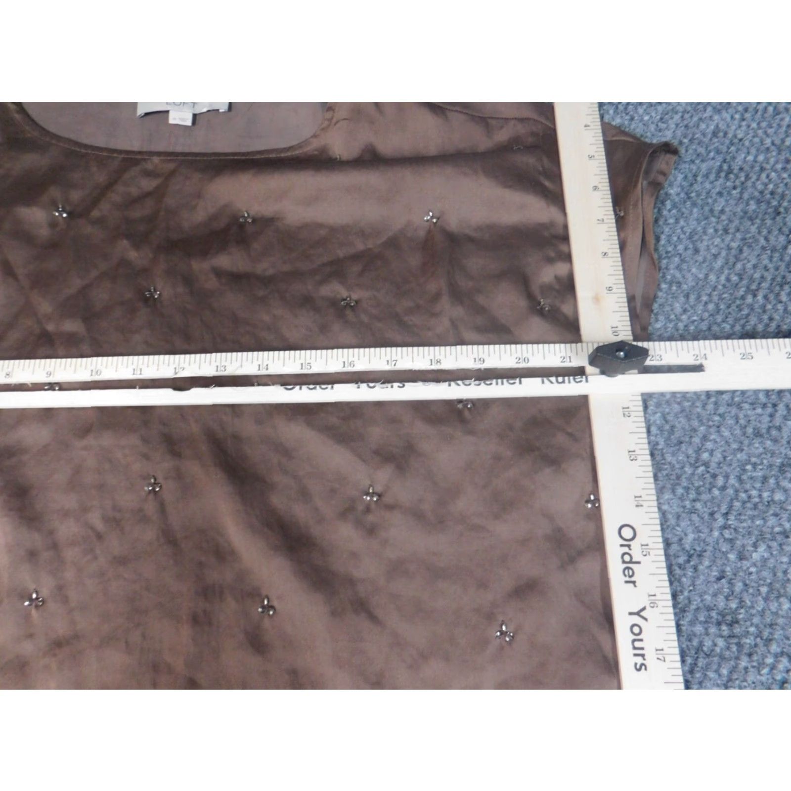Ann Taylor Loft Shirt Womens M Brown Pullover Sleeveless Collared Button Blouse Casual Polyester Down Regular Modern Basic Ann Taylor Loft Size M / US 6-8 / IT 42-44 - 4 Thumbnail