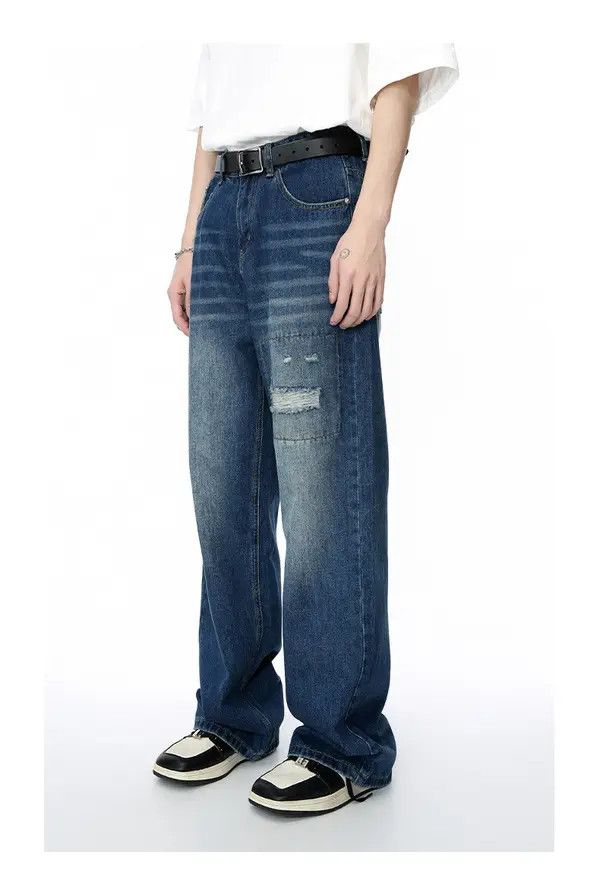 Japanese Brand Mibuki x Miki Vintage patch ripped loose straight jeans Size US 32 / EU 48 - 6 Thumbnail