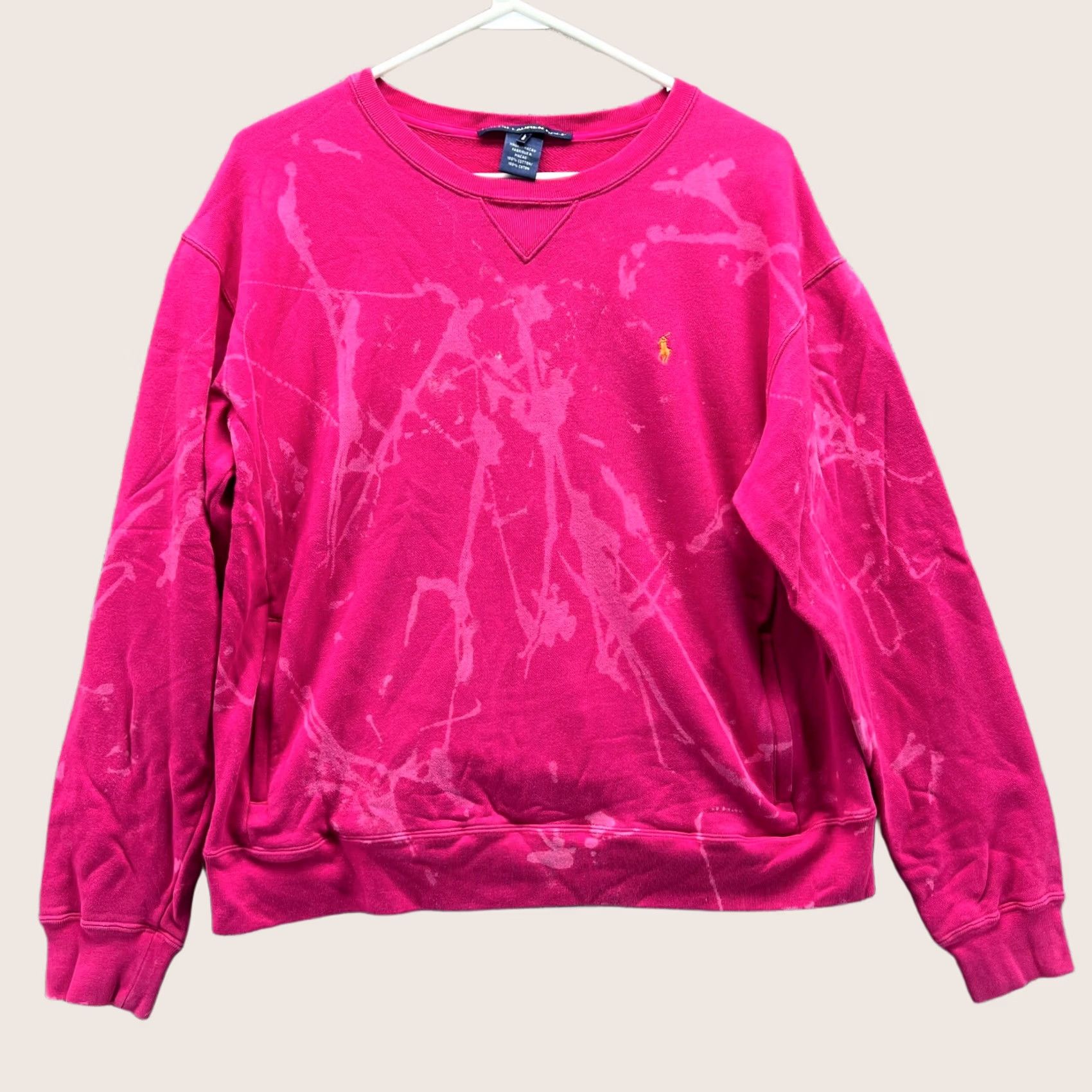 Ralph Lauren VINTAGE Ralph Lauren Sports Sweater Womens Large Pink Crewneck Pullover Fleece Pony Knit All Seasons Size L / US 10 / IT 46 - 1 Thumbnail