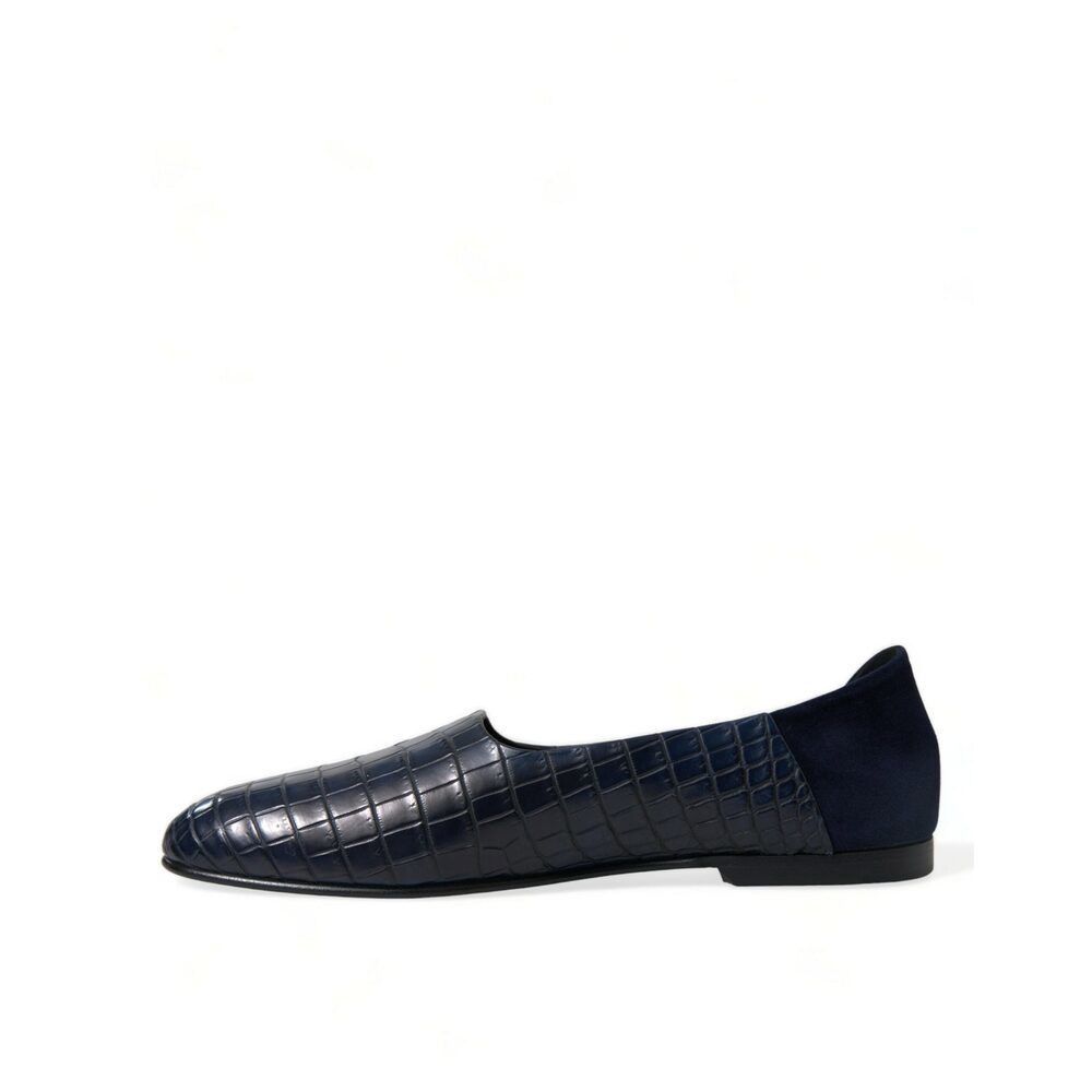 Dolce & Gabbana Dolce & Gabbana Elegant Blue Crocodile Leather Loafers Size US 12 / EU 45 - 5 Thumbnail