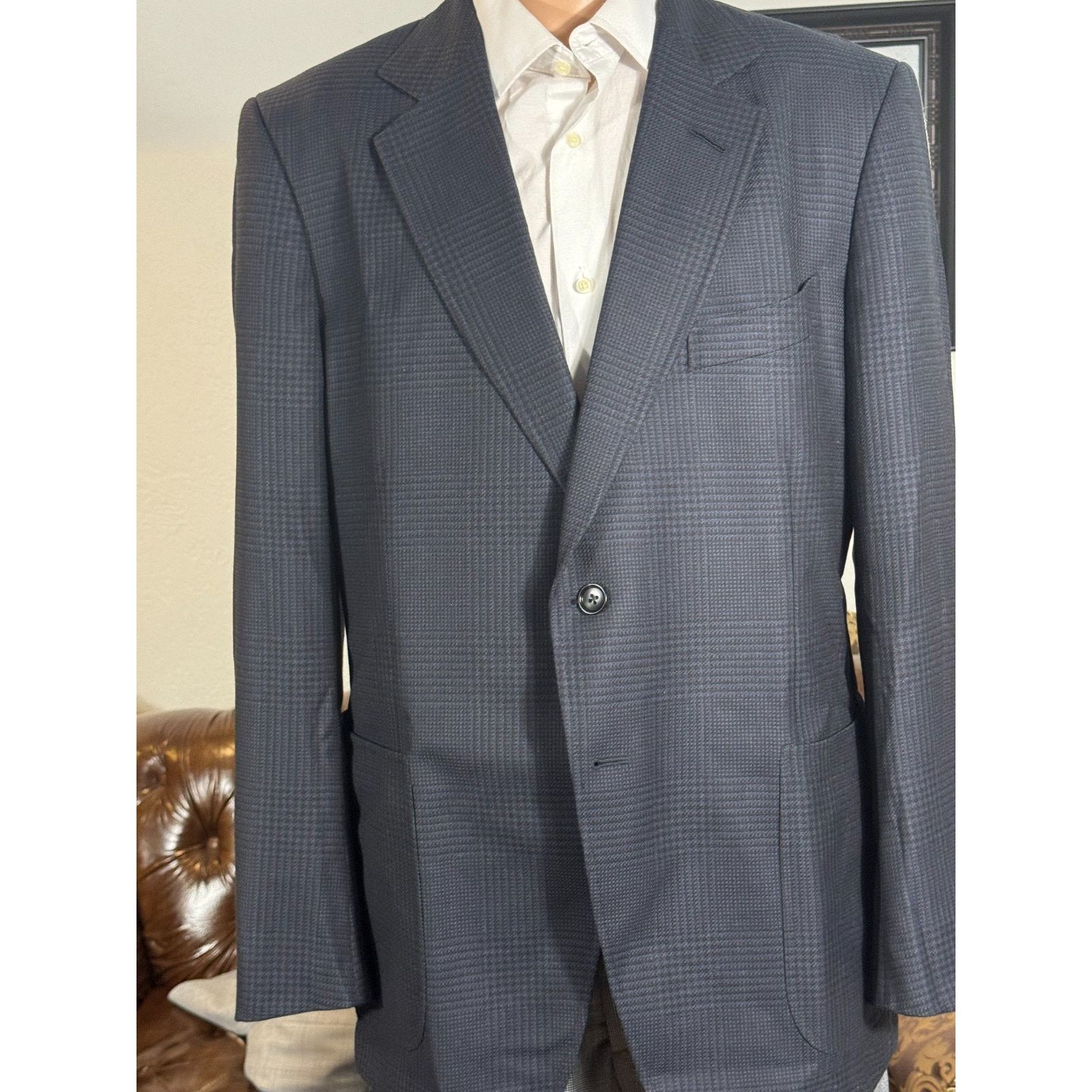 Tom Ford Tom Ford Blue O'Connor Houndstooth Blazer 52IT 42R US Size 42R - 8 Thumbnail