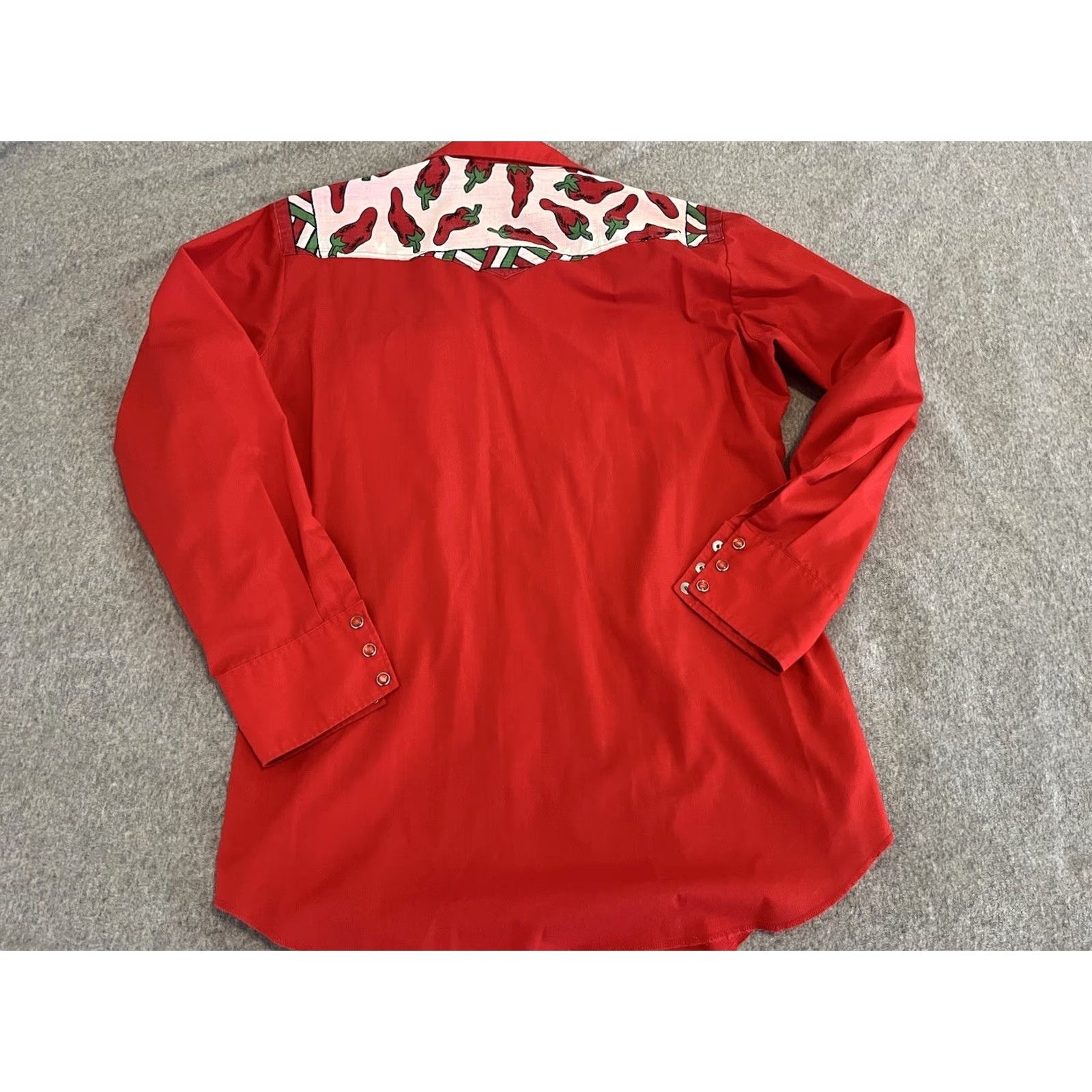 Vintage VINTAGE H Bar C Pearl Snap Western Cowboy Shirt Red Chili Peppers 16 34 Made USA Size US L / EU 52-54 / 3 - 5 Thumbnail