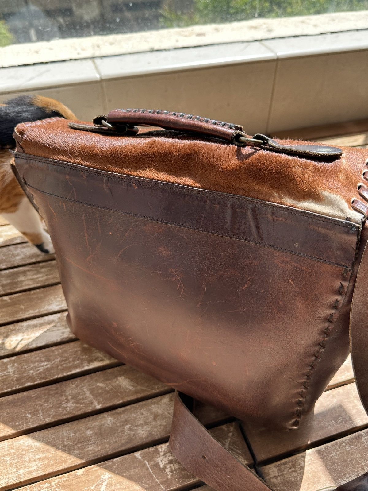 Handmade Handcrafted Hair-On-Hide Leather Messenger Bag Size ONE SIZE - 5 Thumbnail