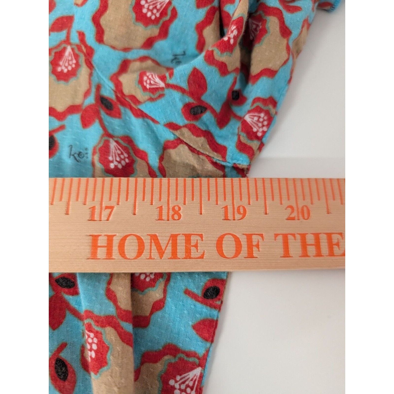 Designer Koi Floral Scrub Top Womens Size Small Blue Cotton Size S / US 4 / IT 40 - 10 Thumbnail