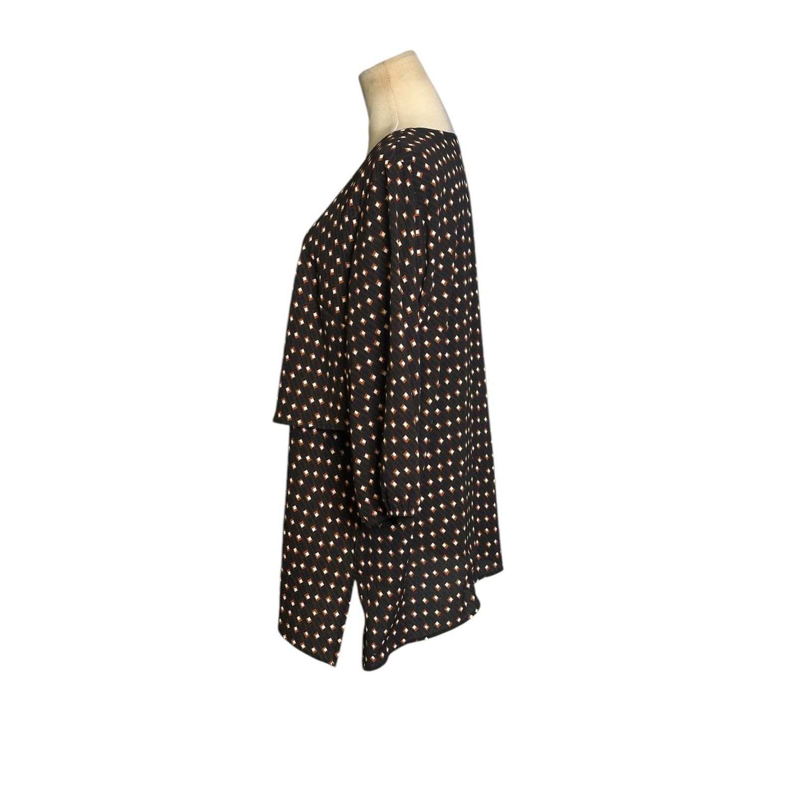 Apt. 9 APT. 9 Black brown layered asymmetric tunic blouse size L Size L / US 10 / IT 46 - 6 Thumbnail