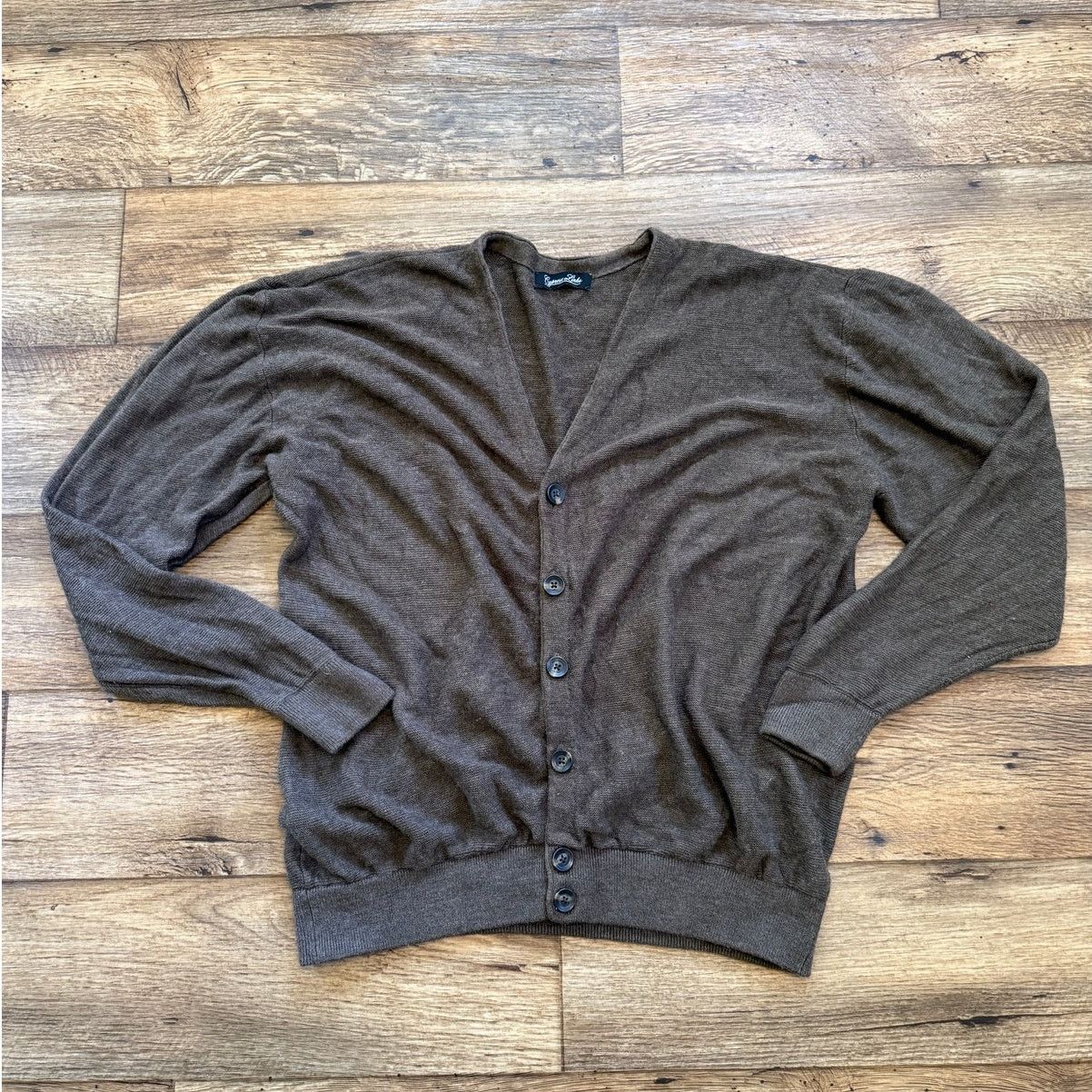 Vintage Vintage Brown Knit Cardigan Sweater Size US XL / EU 56 / 4 - 2 Thumbnail