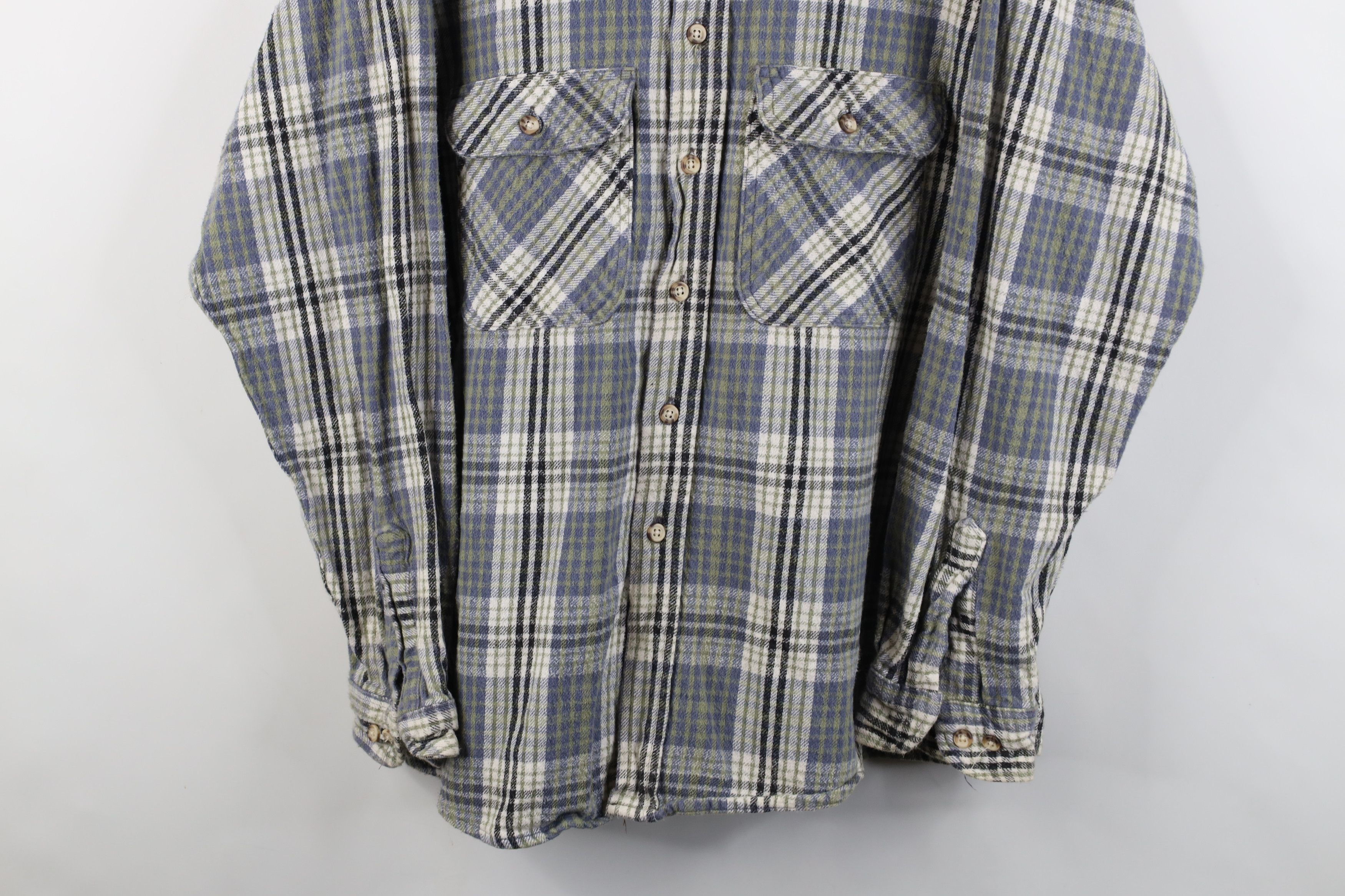 Vintage Vintage 90s Heavyweight Flannel Collared Button Shirt Plaid Size US XXL / EU 58 / 5 - 3 Thumbnail