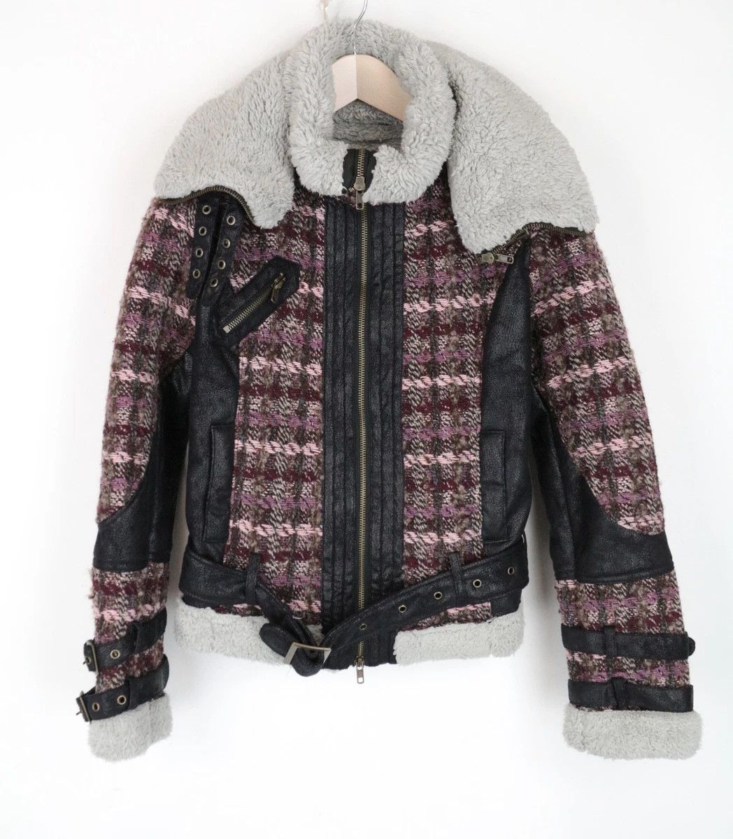 Le Grande Bleu (L.G.B.) DESIGUAL Women's Coat EU36 Wool Faux Fur Shearling Tweed Size XS / US 0-2 / IT 36-38 - 4 Thumbnail