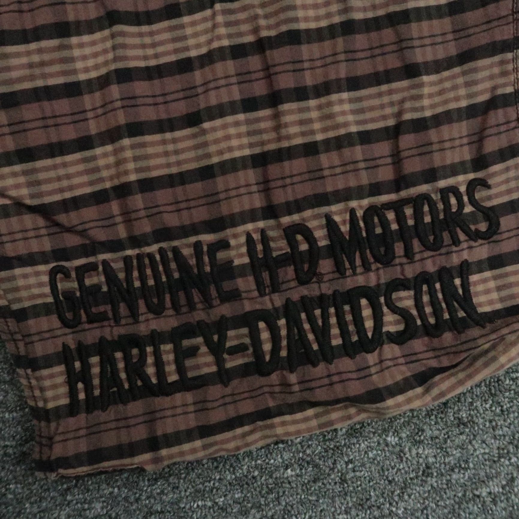 Harley Davidson VINTAGE Harley-Davidson Men's Shirt Short Sleeve Plaid Casual Travel Brown Cotton Large Size US L / EU 52-54 / 3 - 5 Thumbnail