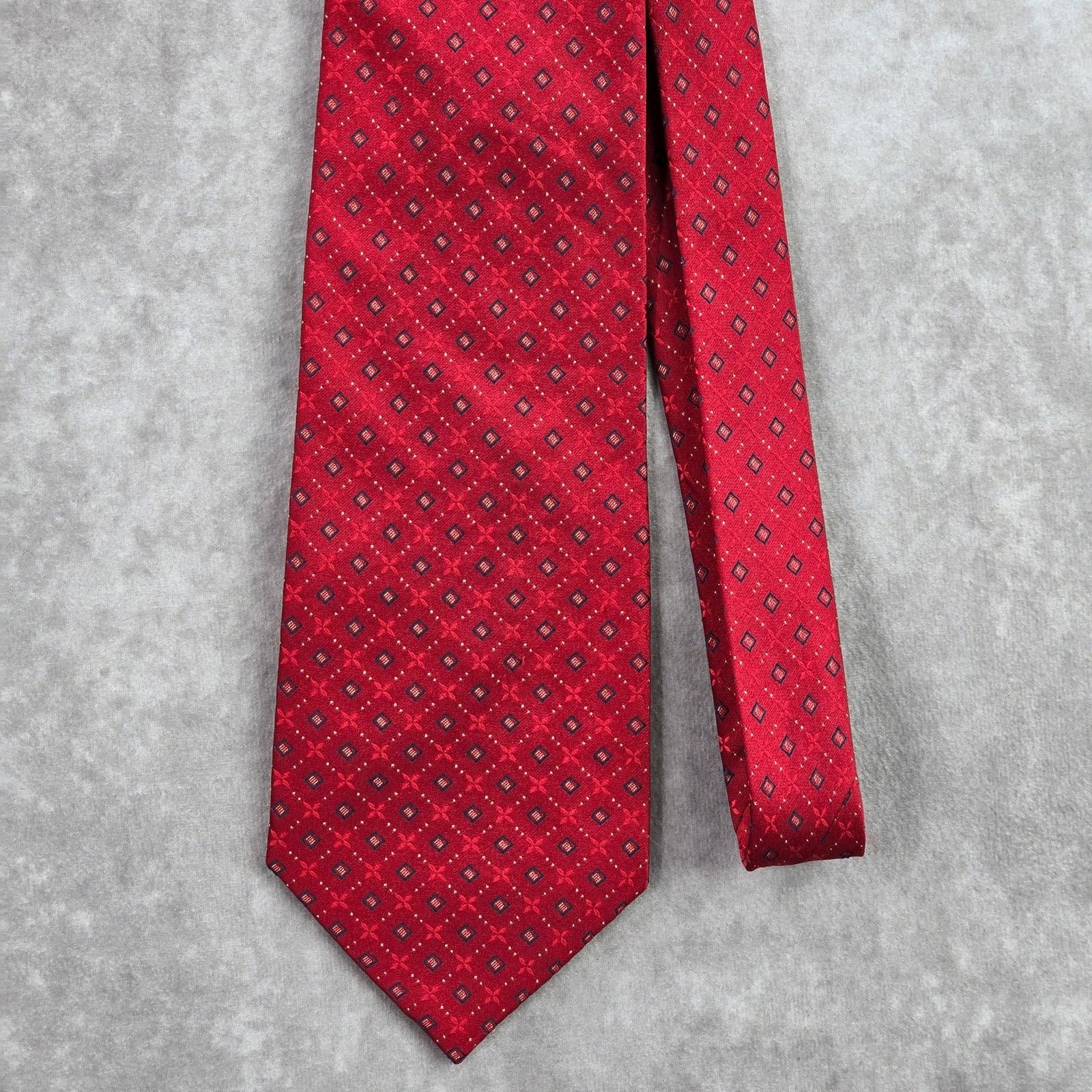Stafford Stafford Red Stripe Floral 100% Silk Men's Neck Tie NWOT Size 30 - 2 Thumbnail