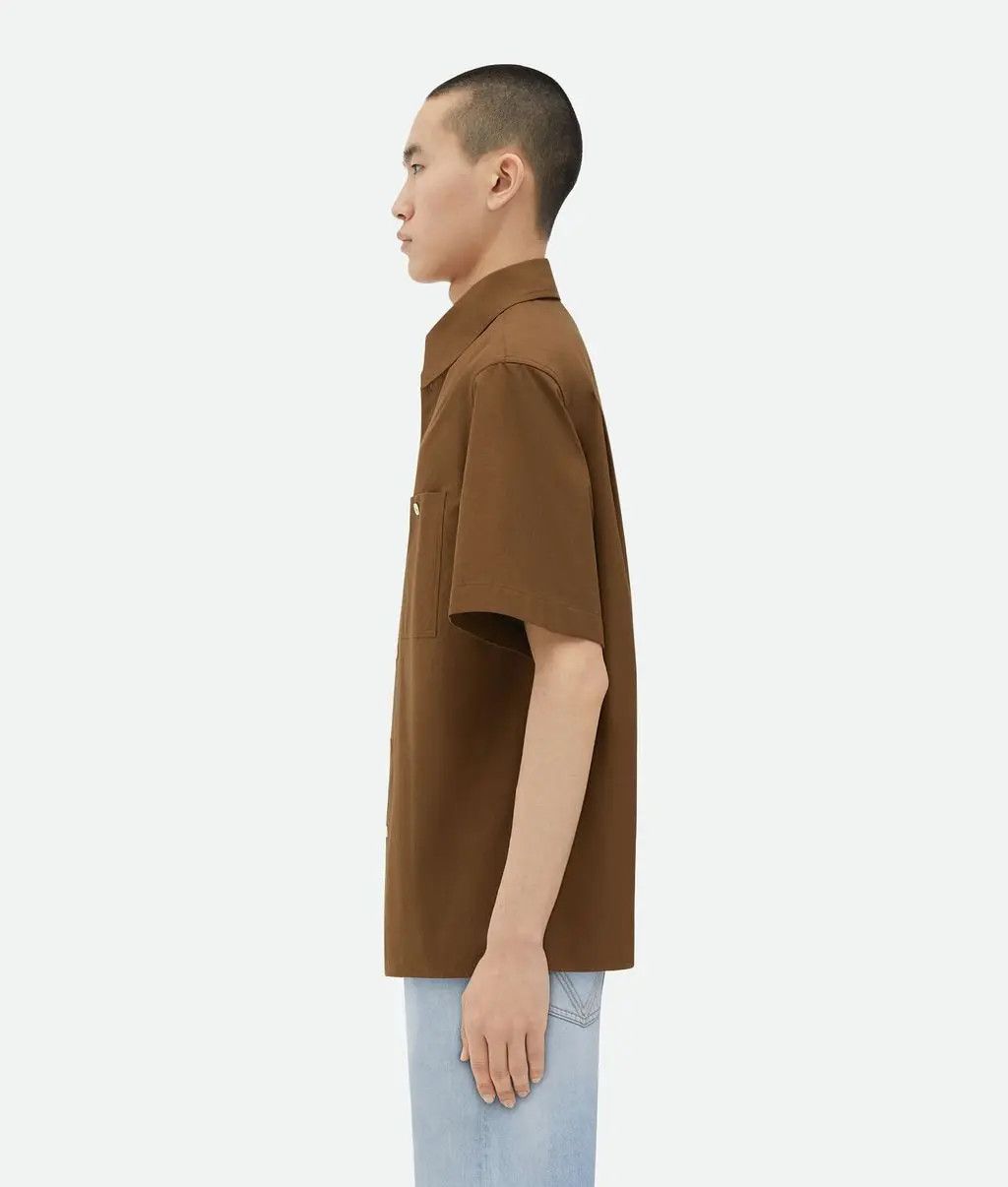 Bottega Veneta o1lf3ng10525 Short-Sleeved Cotton Shirt in Cedar Size US M / EU 48-50 / 2 - 2 Thumbnail