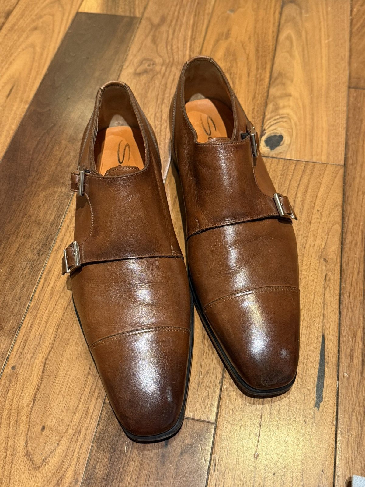 Santoni Santoni Men's brown leather double-buckle shoe Size US 10 / EU 43 - 2 Thumbnail