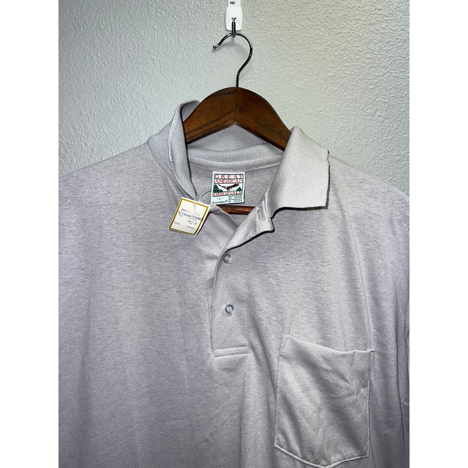 Vintage Vintage Gray Blank Polo Shirt Great American Originals 90s L Size US L / EU 52-54 / 3 - 2 Thumbnail