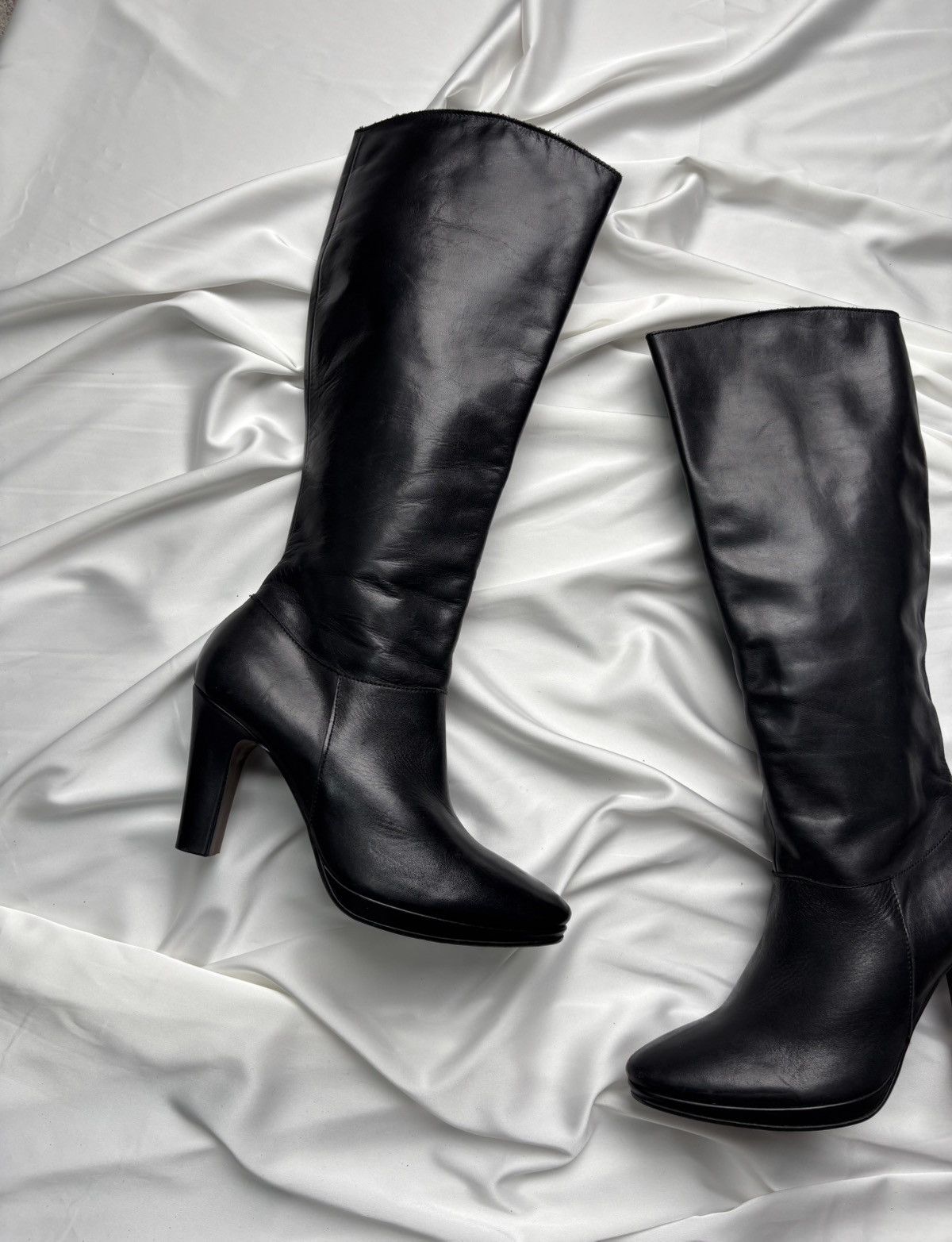 Vintage Black leather high knee italian boots Size US 9 / IT 39 - 2 Thumbnail
