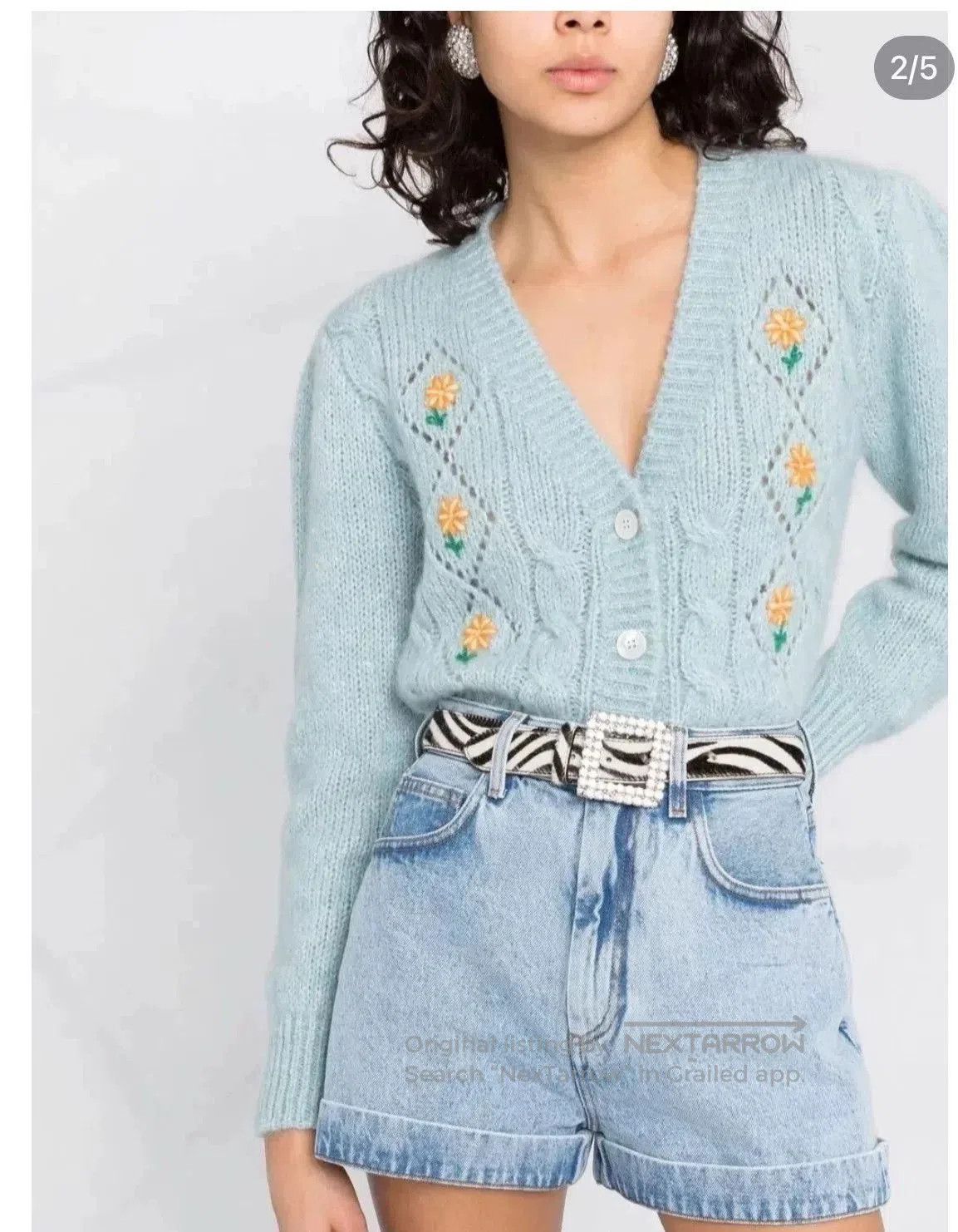 Alessandra Rich Alessandra Rich Blue Embroidered Cardigan. Size XS / US 0-2 / IT 36-38 - 4 Thumbnail