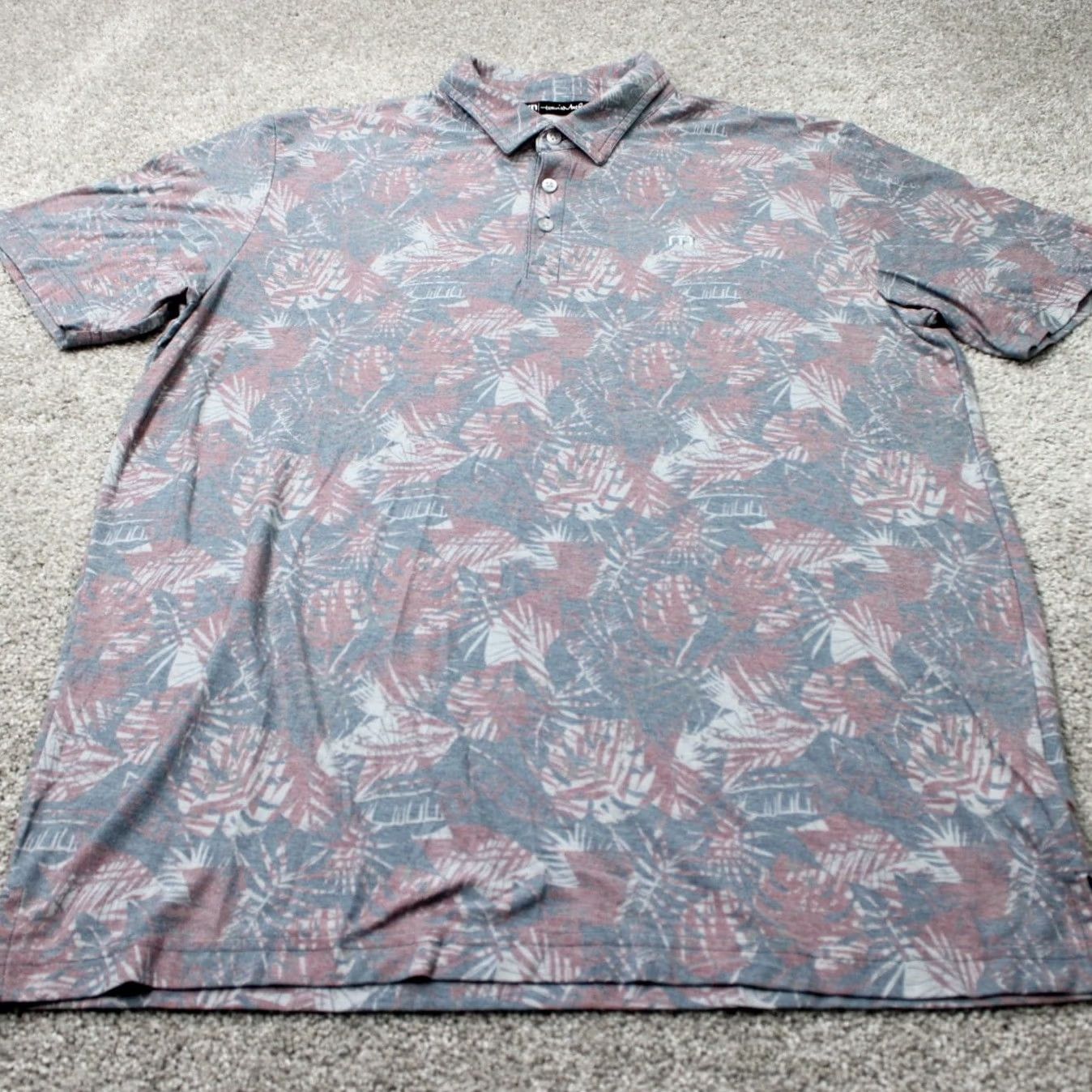 TravisMathew Travis Mathew Polo Shirt Mens Large Red/Blue Floral Pima Cotton/Polyester S/S Size US L / EU 52-54 / 3 - 3 Thumbnail