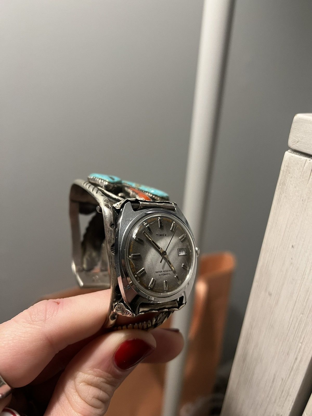 Vintage Native American Bracelet With Watch .925 Size ONE SIZE - 8 Thumbnail