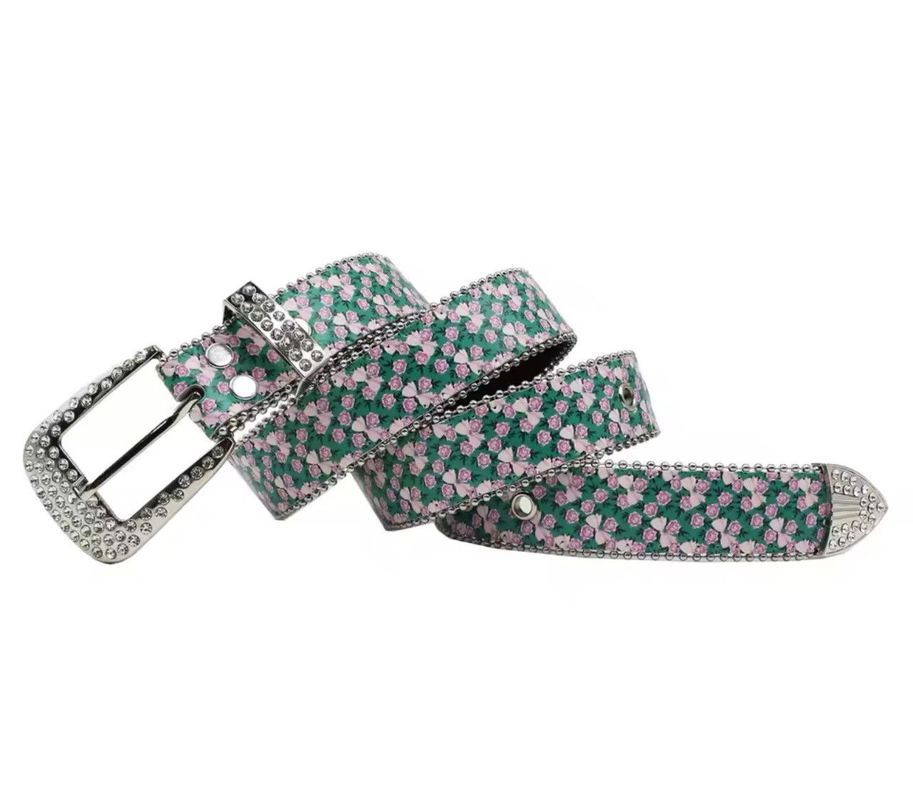 Designer 115cm Pink Flower Rivet Belts Size ONE SIZE - 3 Thumbnail